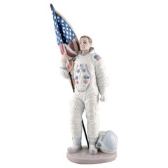 Lladro, Spain, Large Rare Figure in Glazed Porcelain, Neil Armstrong