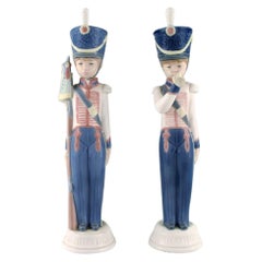 Lladro, Spain, Two Porcelain Figurines, Guard Boys, 1980s-1990s