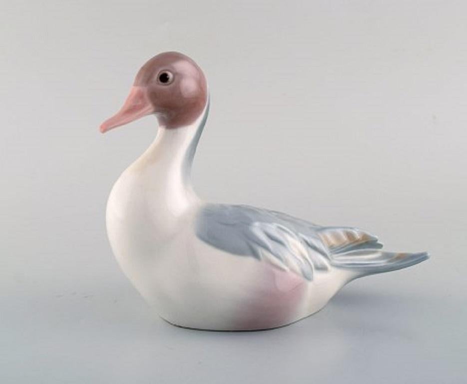 Spanish Lladro, Spain, Two Porcelain Figurines, Two Pigeons and Mandarin Duck For Sale