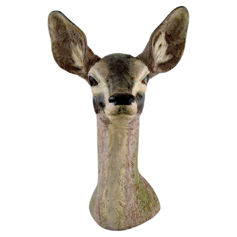 Lladro, Spain. Very Large Sculpture in Glazed Ceramic. Deer. 1970s / 80s For Sale