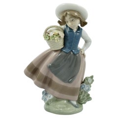 Lladro Sweet Scent Porcelain Girl with Flowers circa 1990