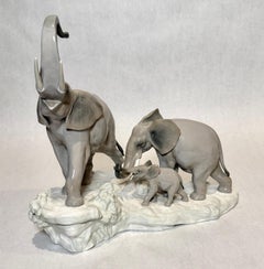 Lladró “Walking Elephants” Porcelain Sculpture