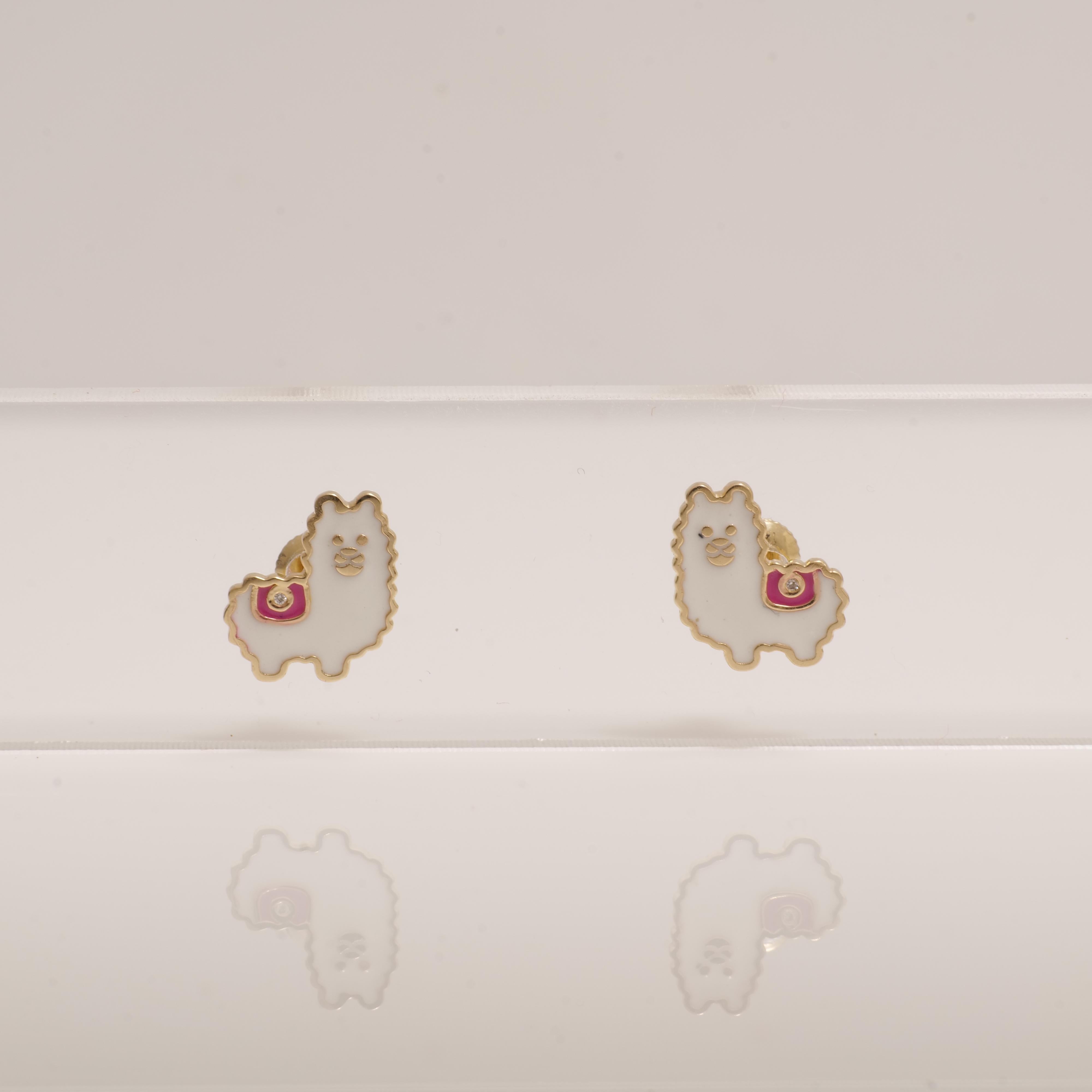 Taglio rotondo Orecchini con diamanti di lama in oro massiccio 14k (certificati) in vendita