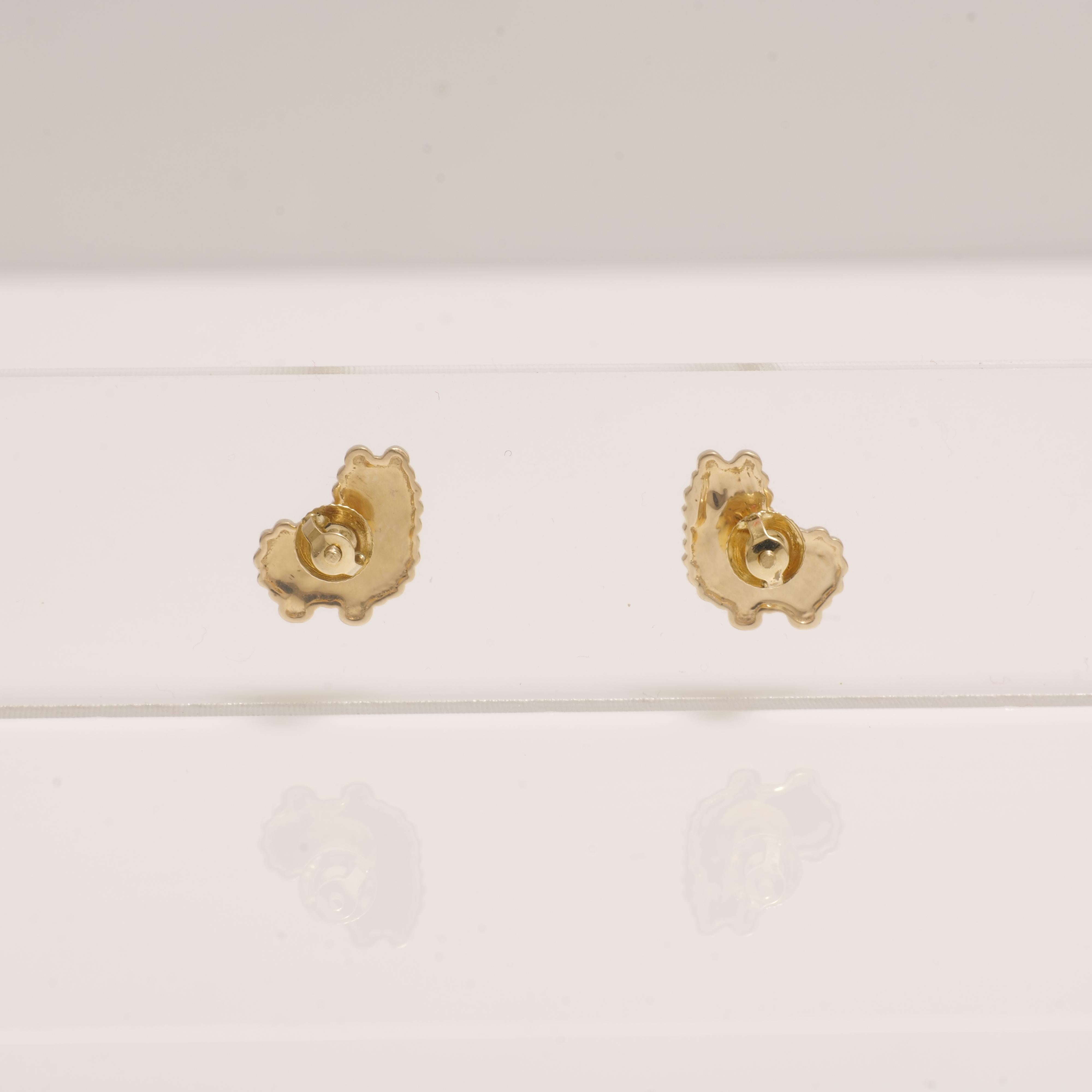 Orecchini con diamanti di lama in oro massiccio 14k (certificati) in vendita 2
