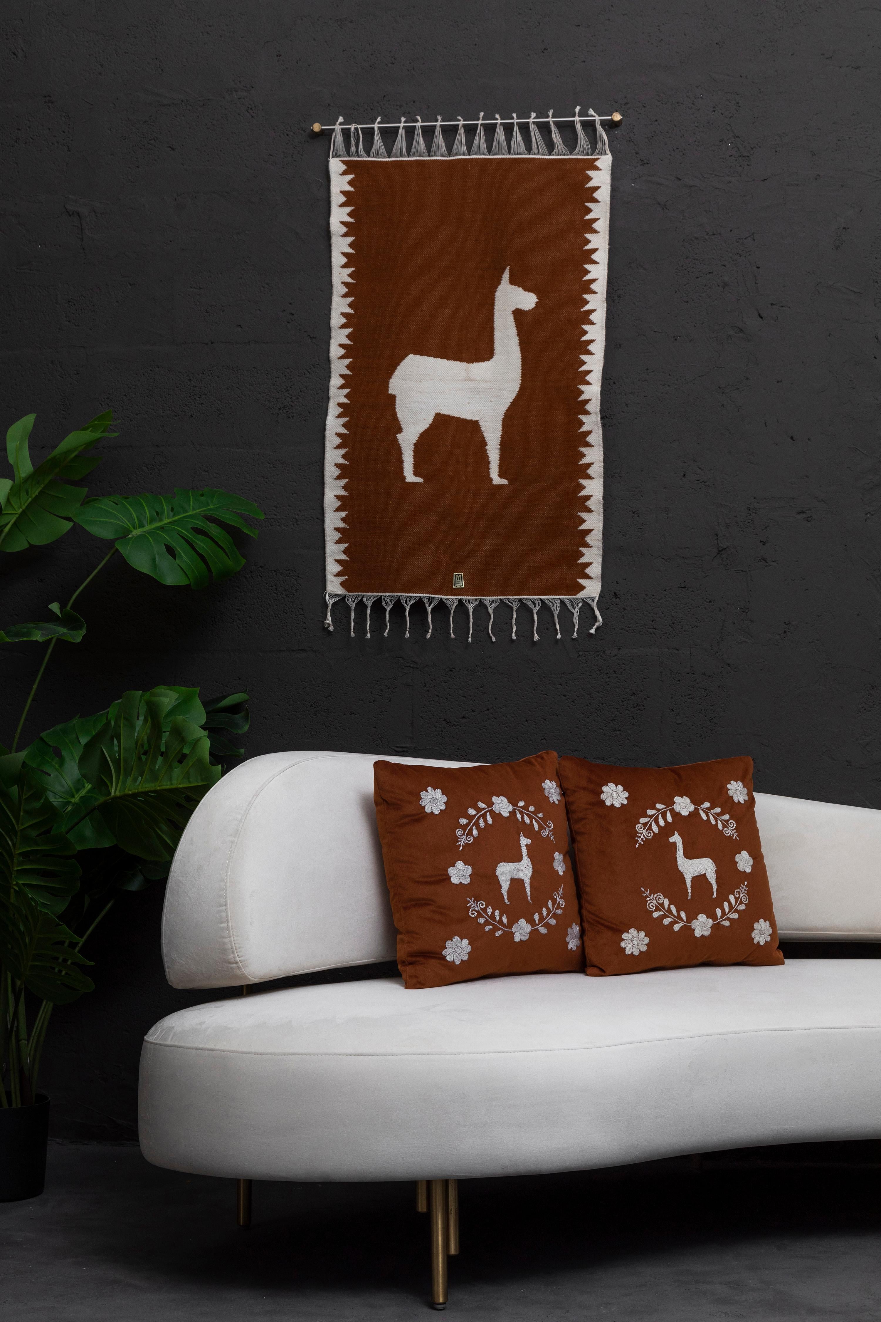 LLAMA Tapiz Tejido a Mano de Lana de Oveja, Bronce Envejecido para Colgar en la Pared, Terracota en Nuevo estado para la venta en Quito, Pichincha