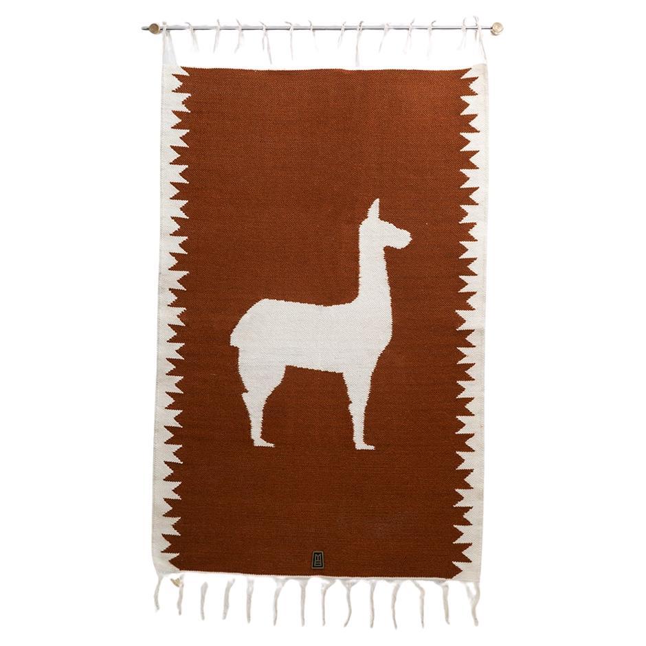 LLAMA Tapiz Tejido a Mano de Lana de Oveja, Bronce Envejecido para Colgar en la Pared, Terracota en venta