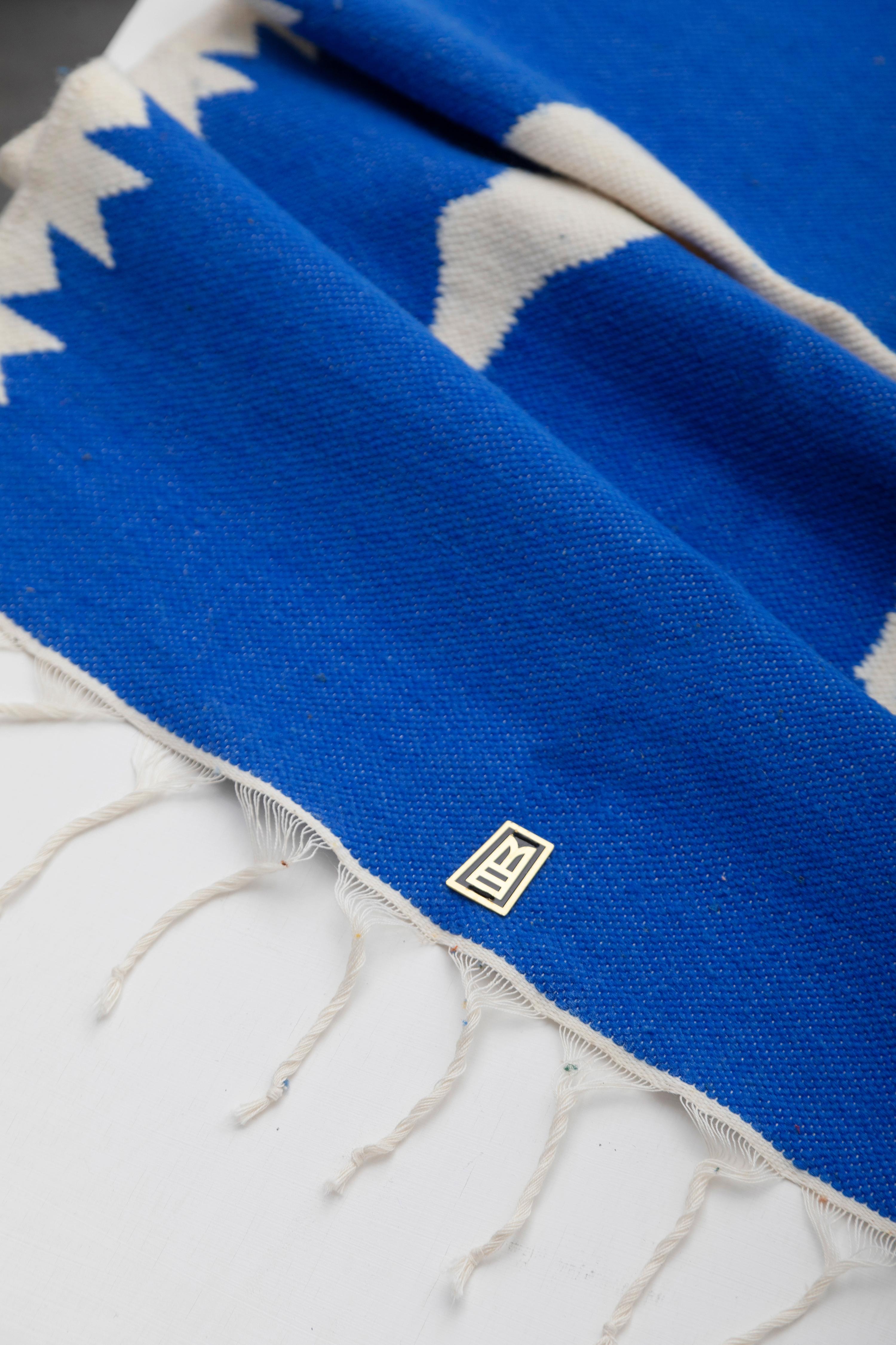 Modern LLAMA Sheep Wool Handwoven Tapestry, Aged Bronze Wall Mount, Lapis Blue For Sale