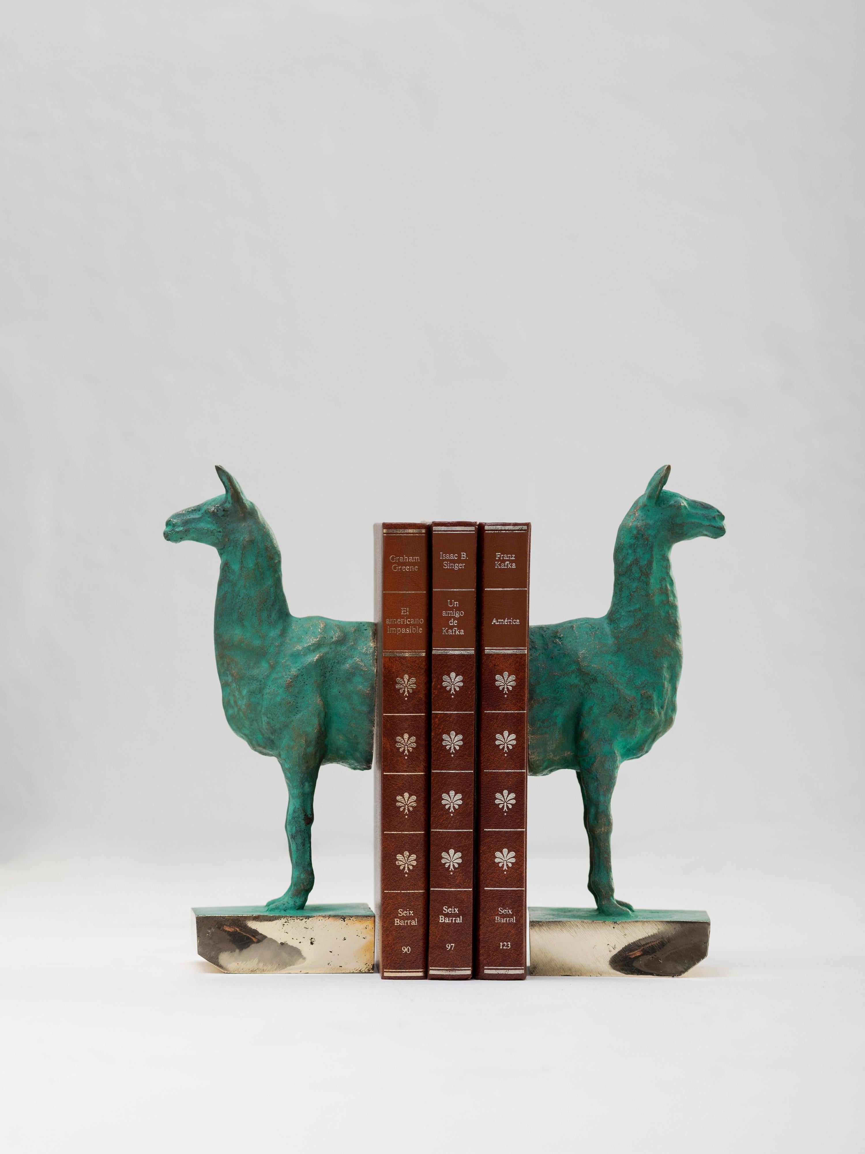 Pre-Columbian LLAMAS Decorative Bookends in Casted Bronze, Set of 2, by ANDEAN, In Stock For Sale