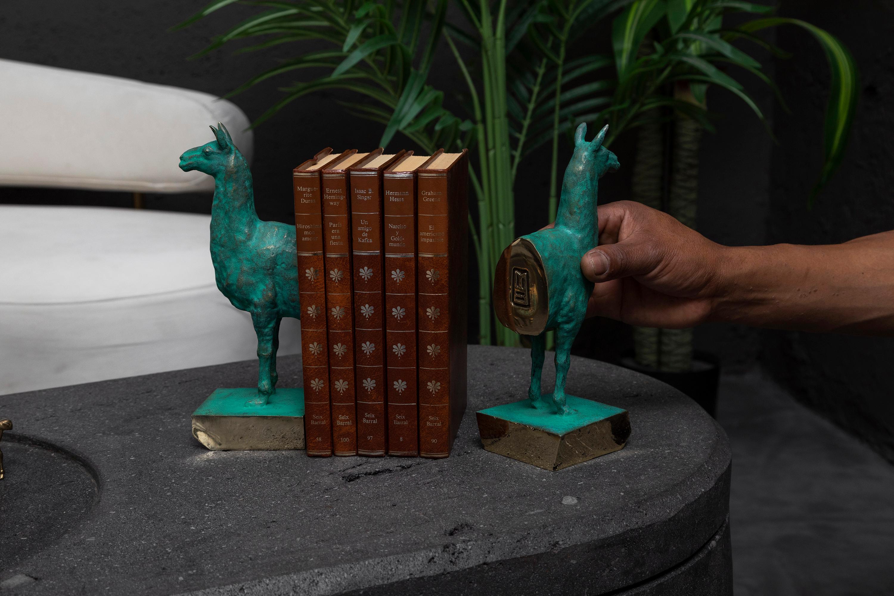 Ecuadorean LLAMAS Decorative Bookends in Casted Bronze, Set of 2, by ANDEAN, In Stock For Sale