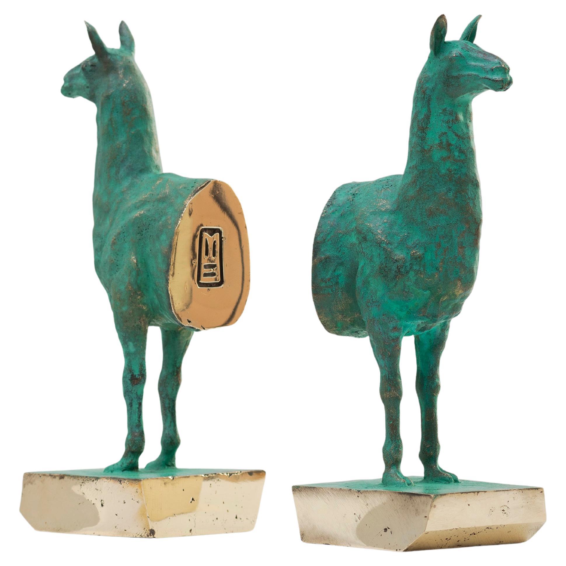 LLAMAS Sujetalibros Decorativo en Bronce Fundido, Set de 2, by ANDEAN, En Stock
