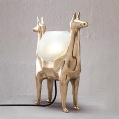 Llamas Decorative Table Lamp in Polished Bronze & Glass by Estudio Andean