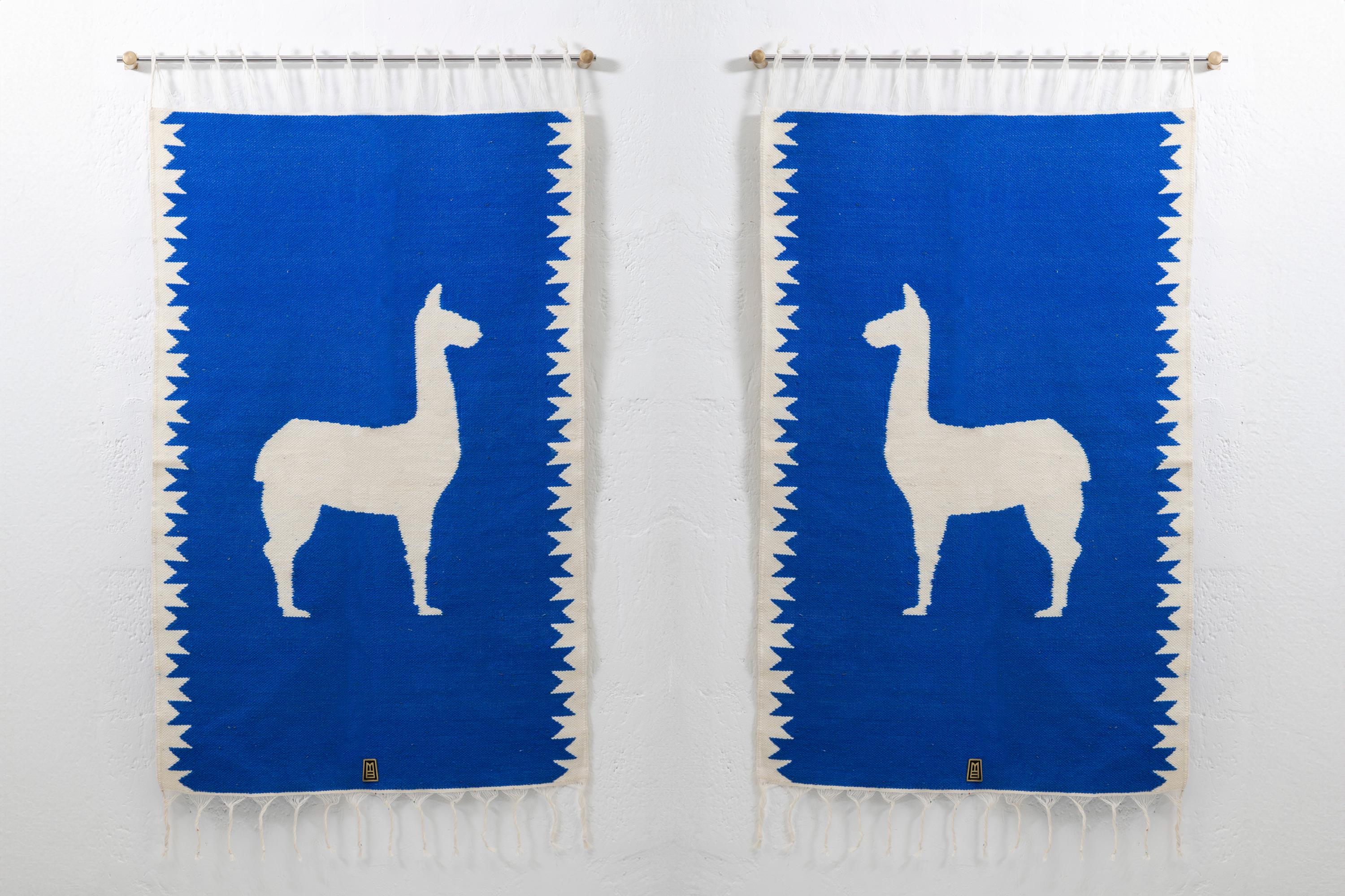 Handwoven sheep wool mirrored tapestries with wall-mounting lathed aged bronze bases, and stainless steel rod.

Capturing the essence of the Andes, these pieces are created using ancient weaving techniques yet loomed through an innovative approach