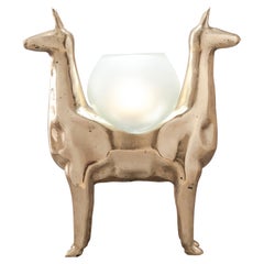 LLAMAS Table Lamp in Casted Bronze and Handblown Glass by ANDEAN, In Stock N