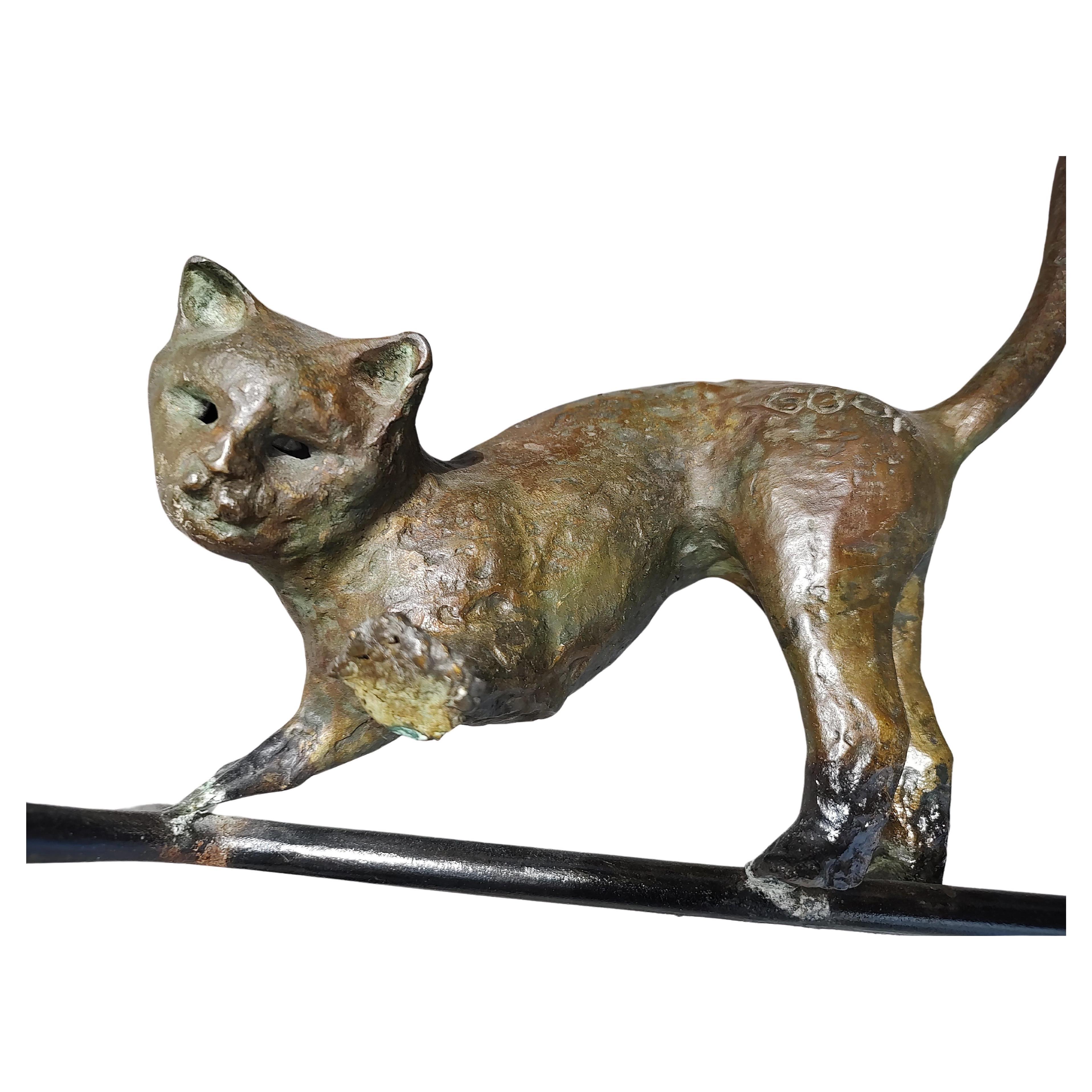 Llana Goor Israel Bronze Mid Century Tisch mit Katze & Vogel Dimensional Glasplatte im Angebot 4