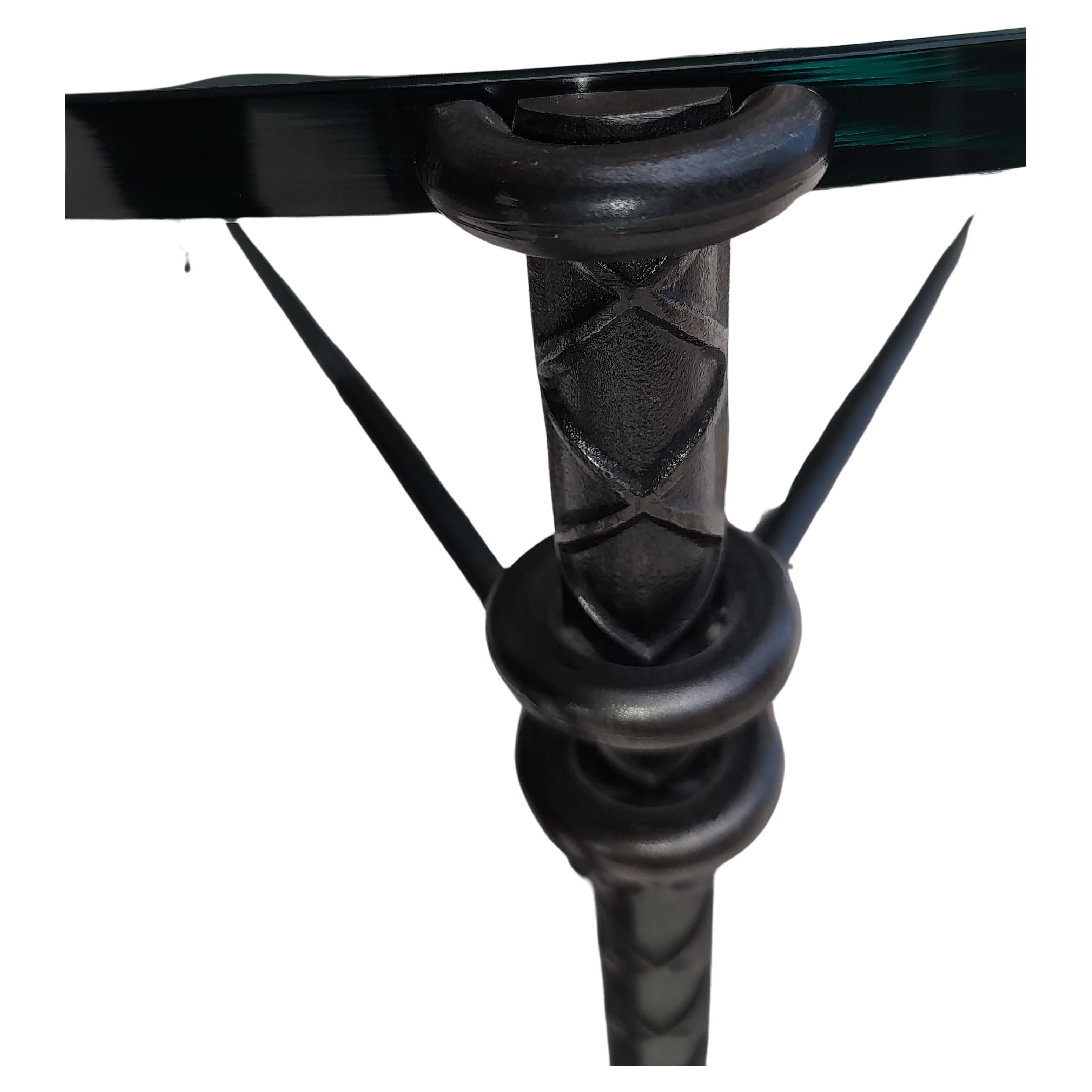 Modern Llana Goor Israel Bronze Mid Century Table with Cat & Bird Dimensional Glass Top For Sale