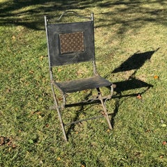 llana Goor Style Wrought Iron Chair with Louis Vuitton Monogram Fabric