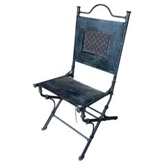 llana Goor Style Wrought Iron Chair with Louis Vuitton Monogram Fabric