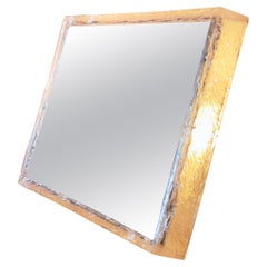 Grand miroir rétroéclairé des années 70 en lucite et résine. France - Brutaliste 1970