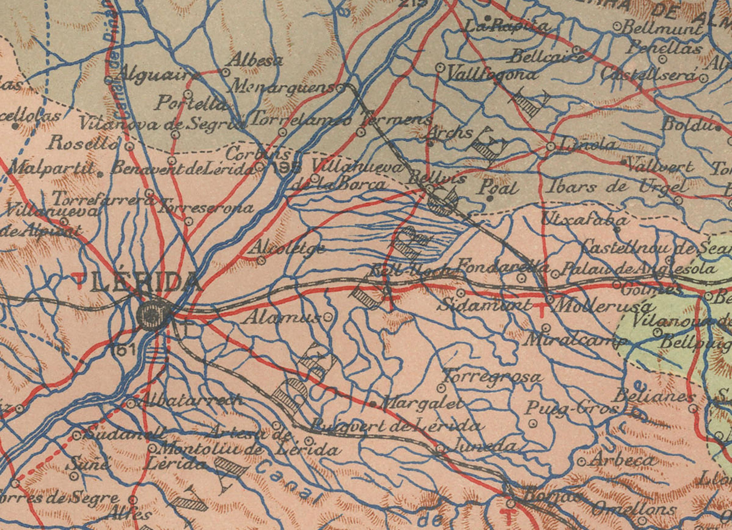 Paper Lleida 1902: A Cartographic Perspective of Catalonia's Gateway to the Pyrenees For Sale