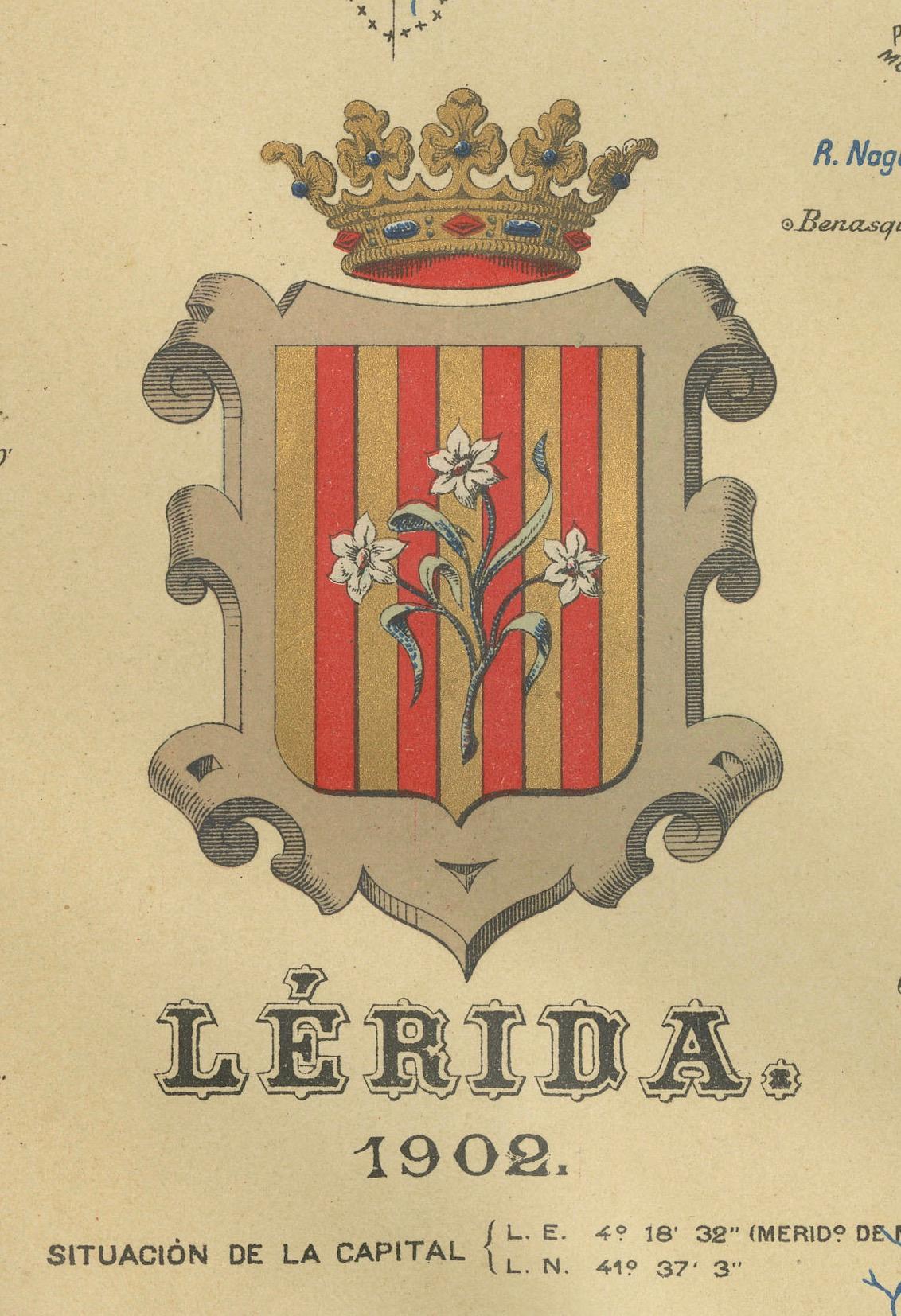 Début du 20ème siècle Lleida 1902 : Perspective cartographique de la Gateway to the Pyrenees de Catalogne en vente