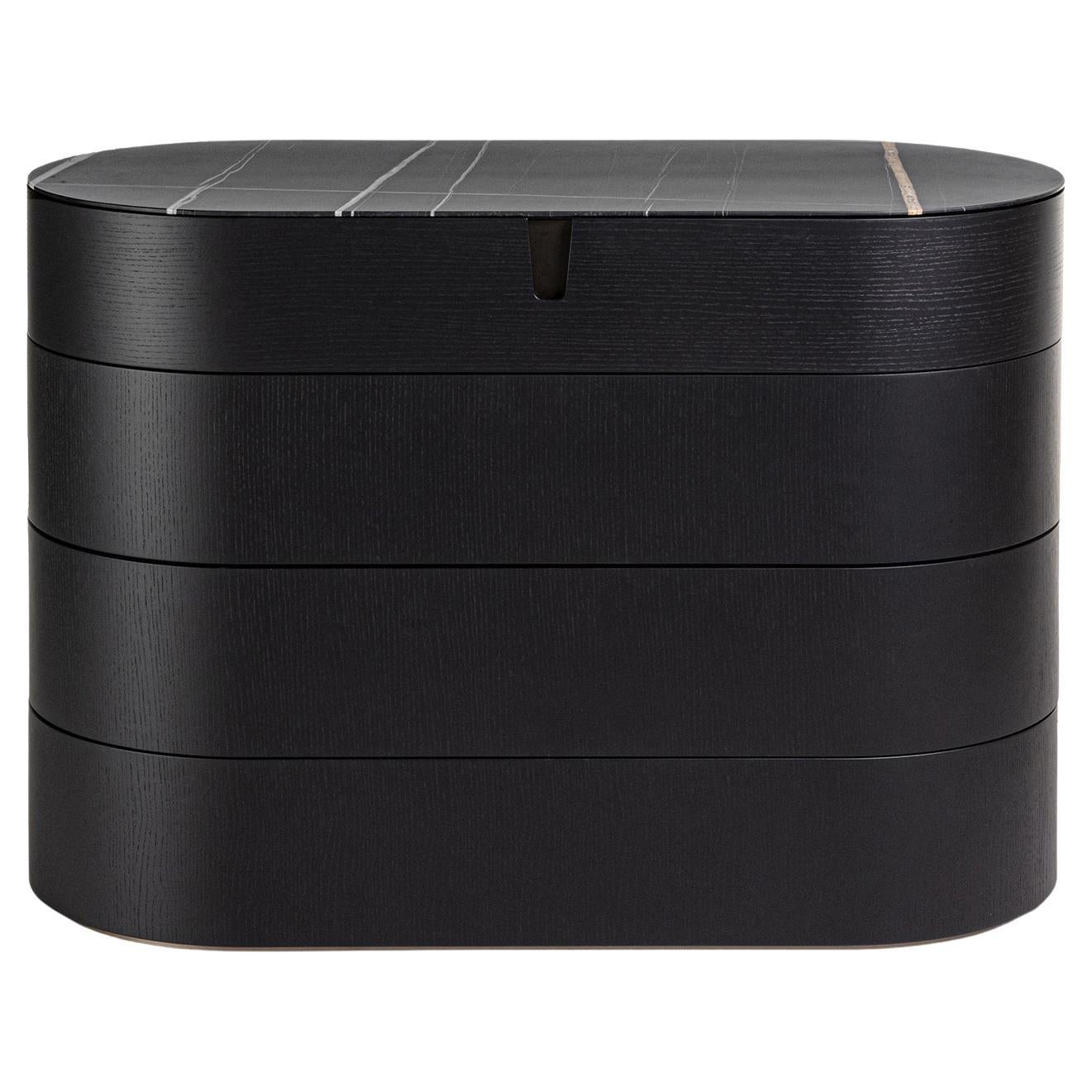 Lleno Black Marble Chest of Drawers