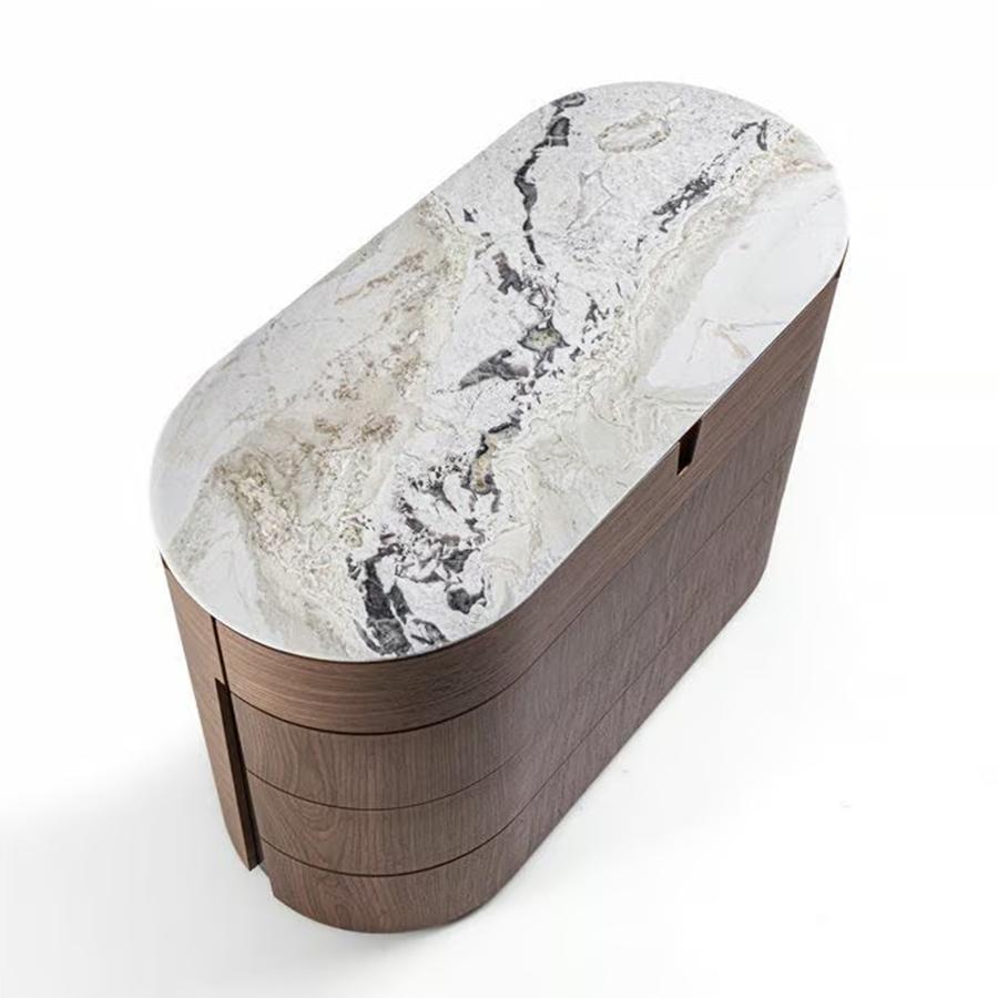 Bronzato Cassettiera in marmo bianco Lleno in vendita