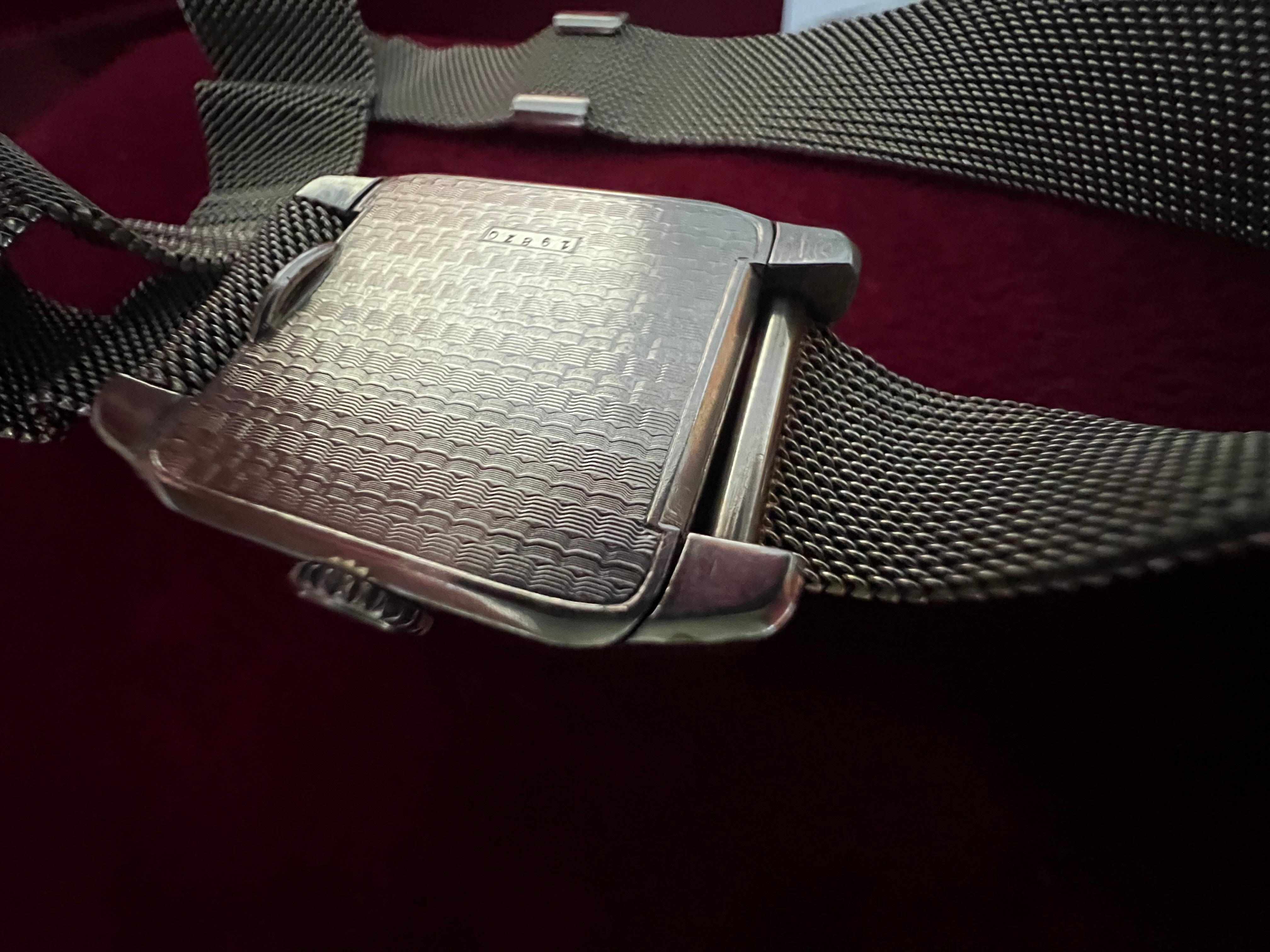 L.Leroy & Cie Platin Panzeruhr mit Armband ca' 1920's im Zustand „Gut“ im Angebot in Saint Petersburg, FL