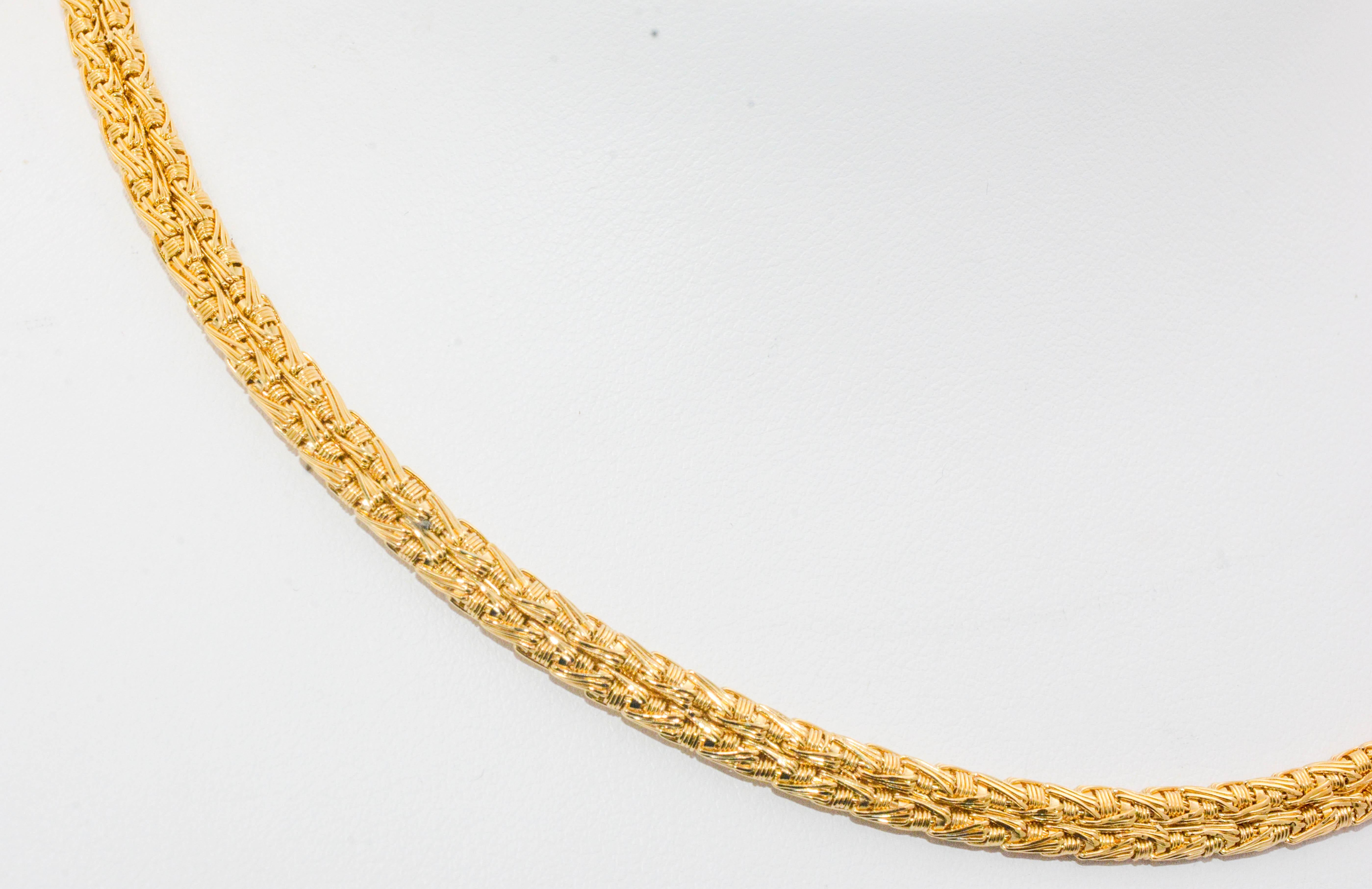 Llias Lalacounis Byzantine Woven 18 Karat Yellow Gold Necklace In Excellent Condition In Dallas, TX