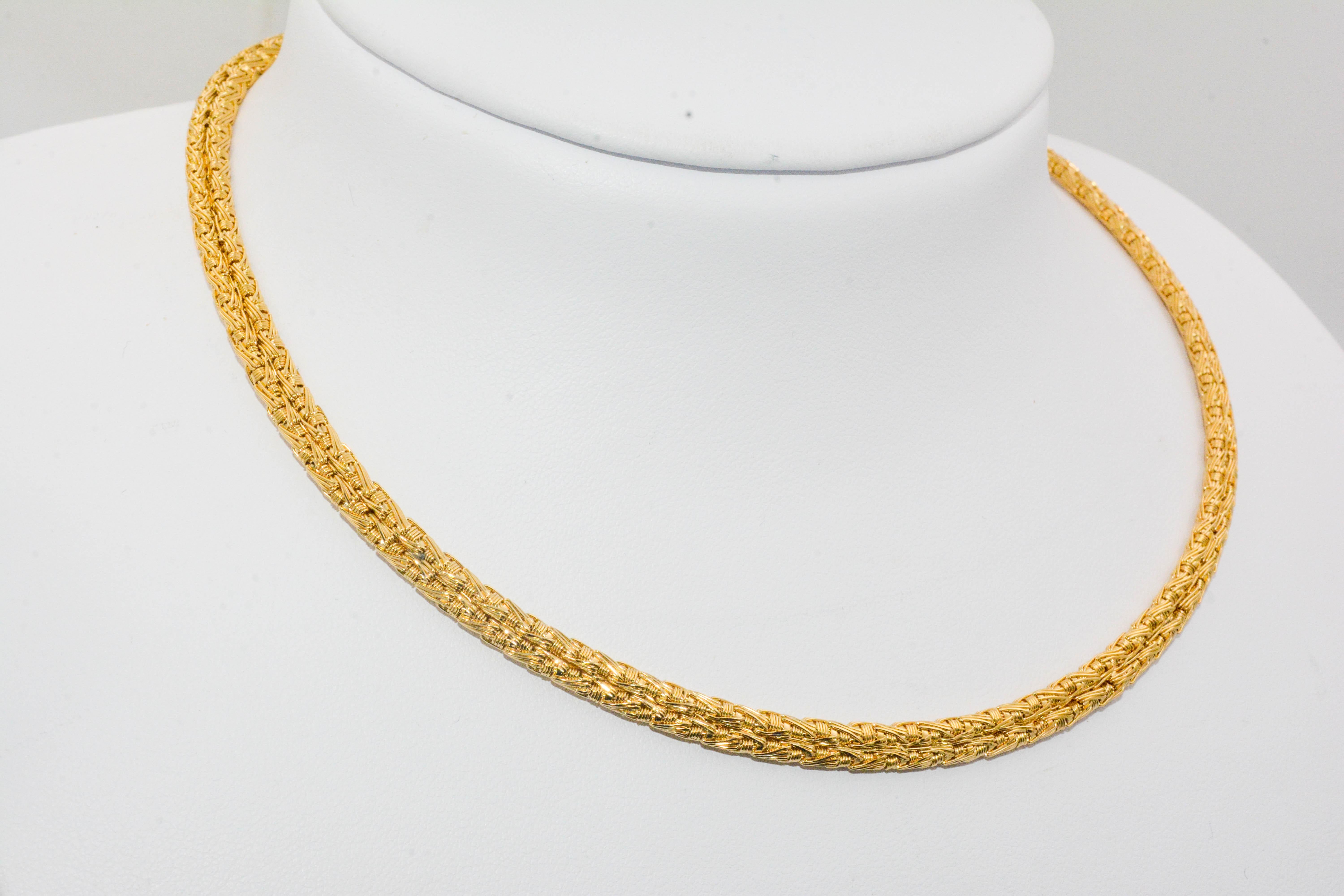 Women's or Men's Llias Lalacounis Byzantine Woven 18 Karat Yellow Gold Necklace
