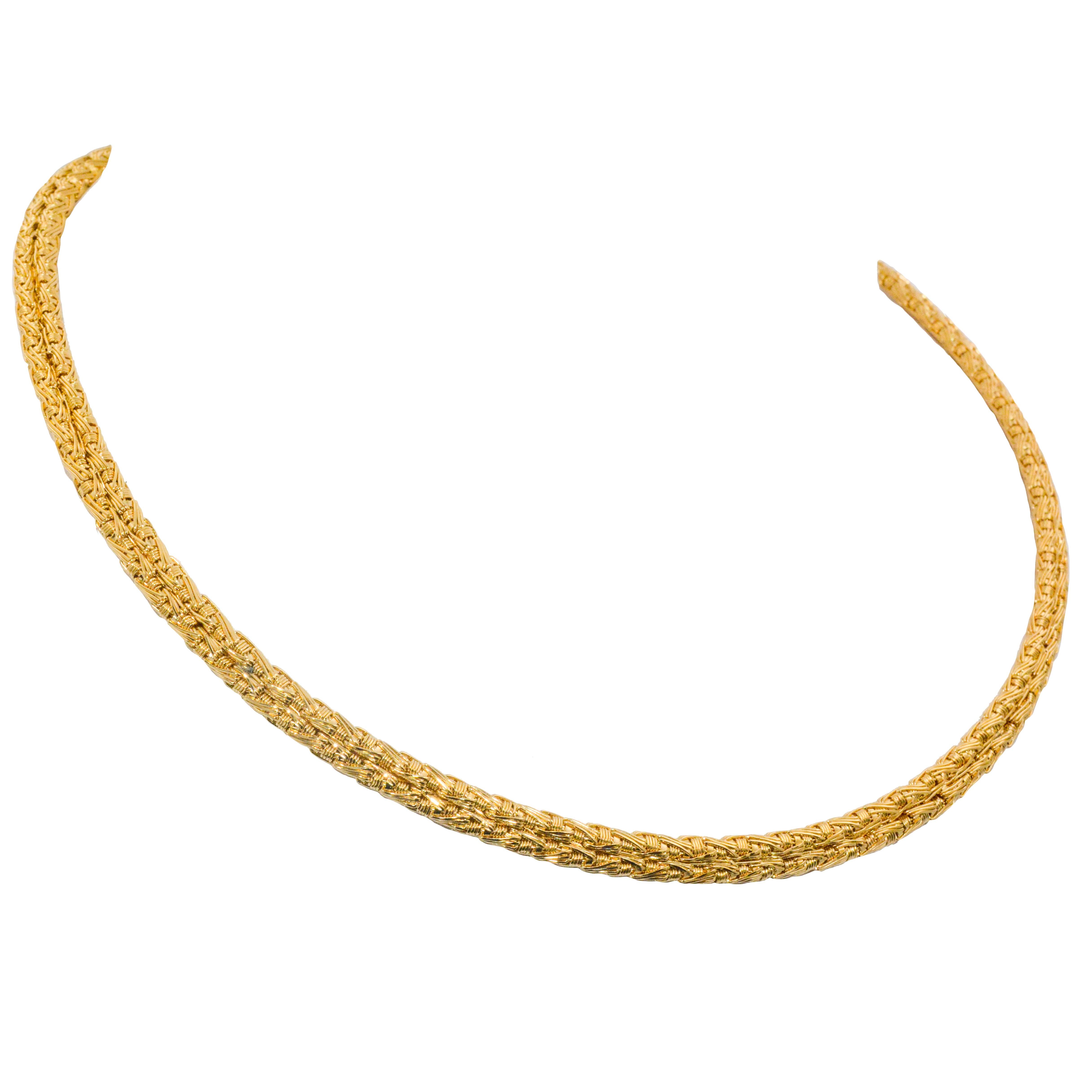 Llias Lalacounis Byzantine Woven 18 Karat Yellow Gold Necklace