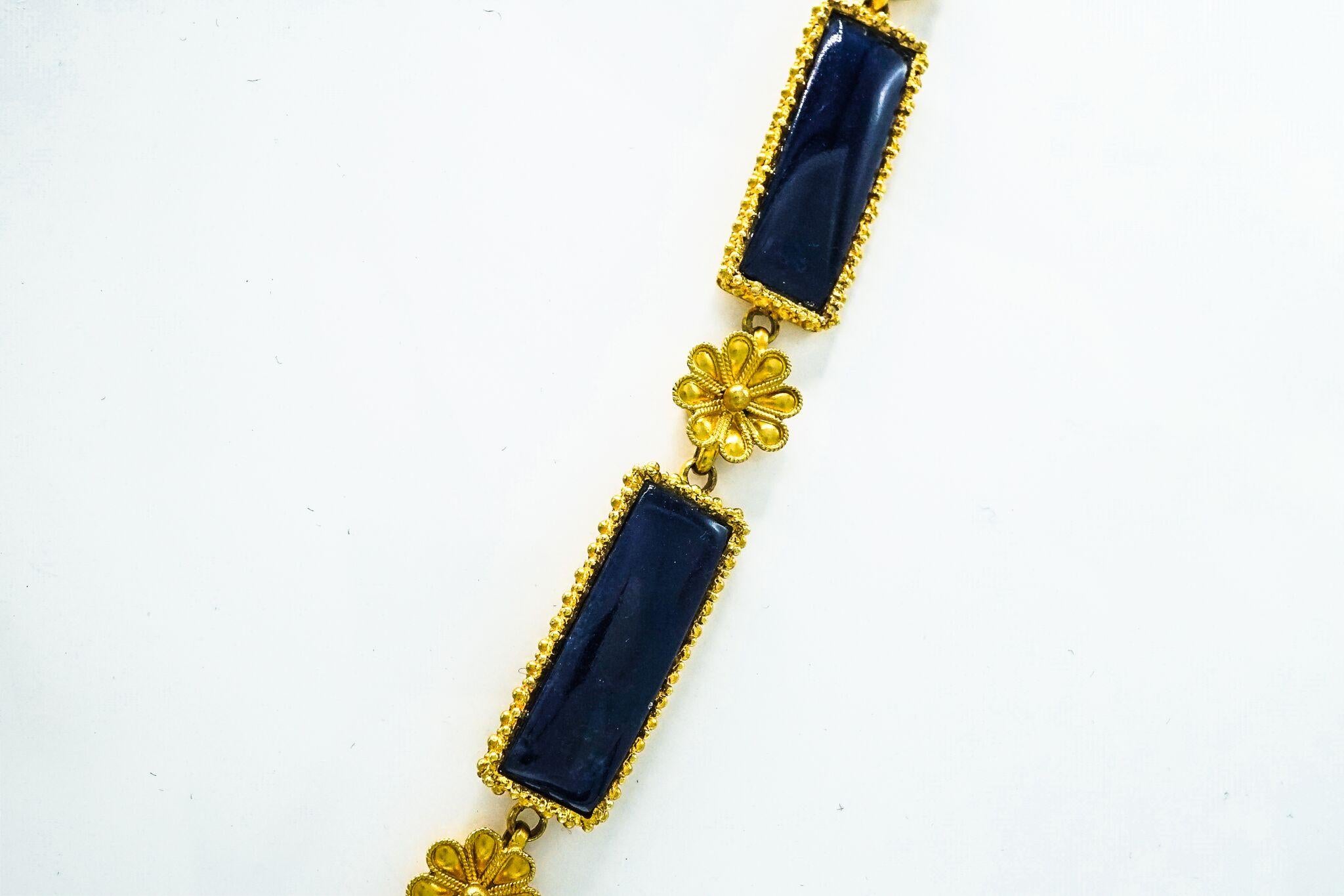 Arts and Crafts Llias Lalounis 22 Karat Gold and Sodalite Pendant-Necklace For Sale