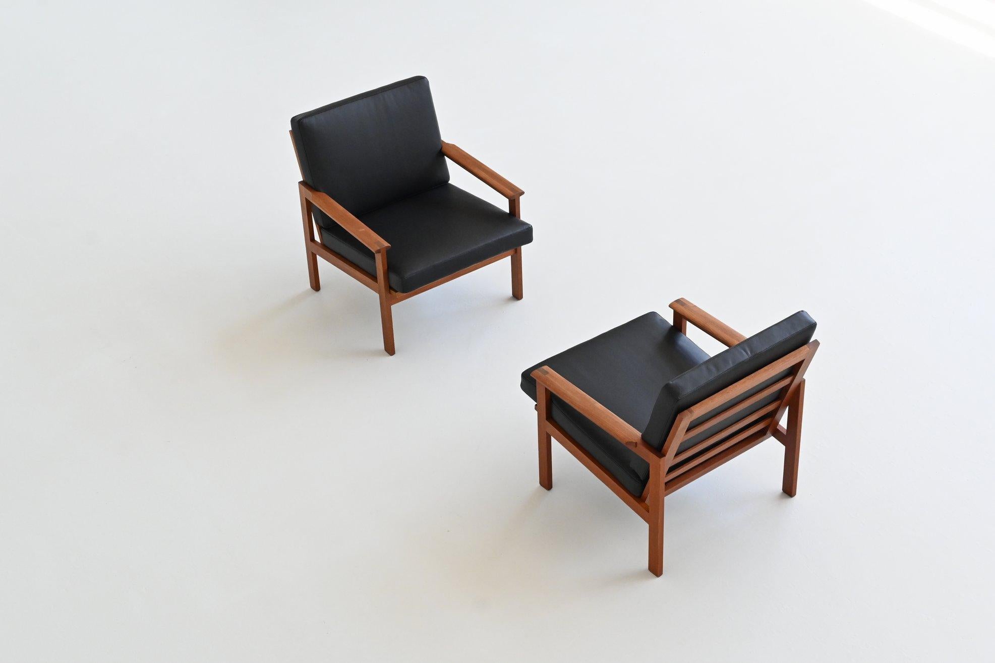 Sedie lounge Wikkelso Capella in teak Niels Eilersen Danimarca 1960 in vendita 4