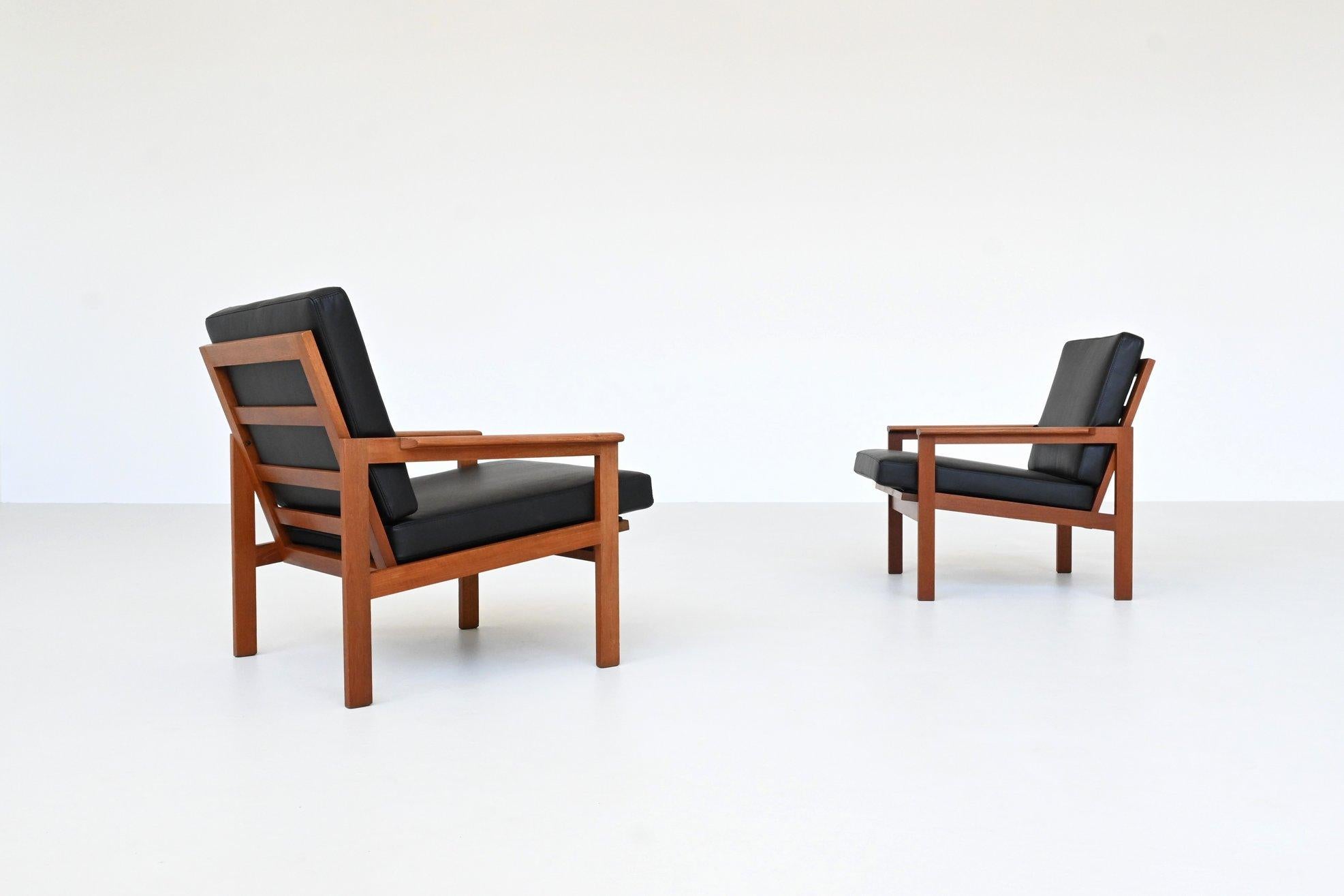 Danese Sedie lounge Wikkelso Capella in teak Niels Eilersen Danimarca 1960 in vendita