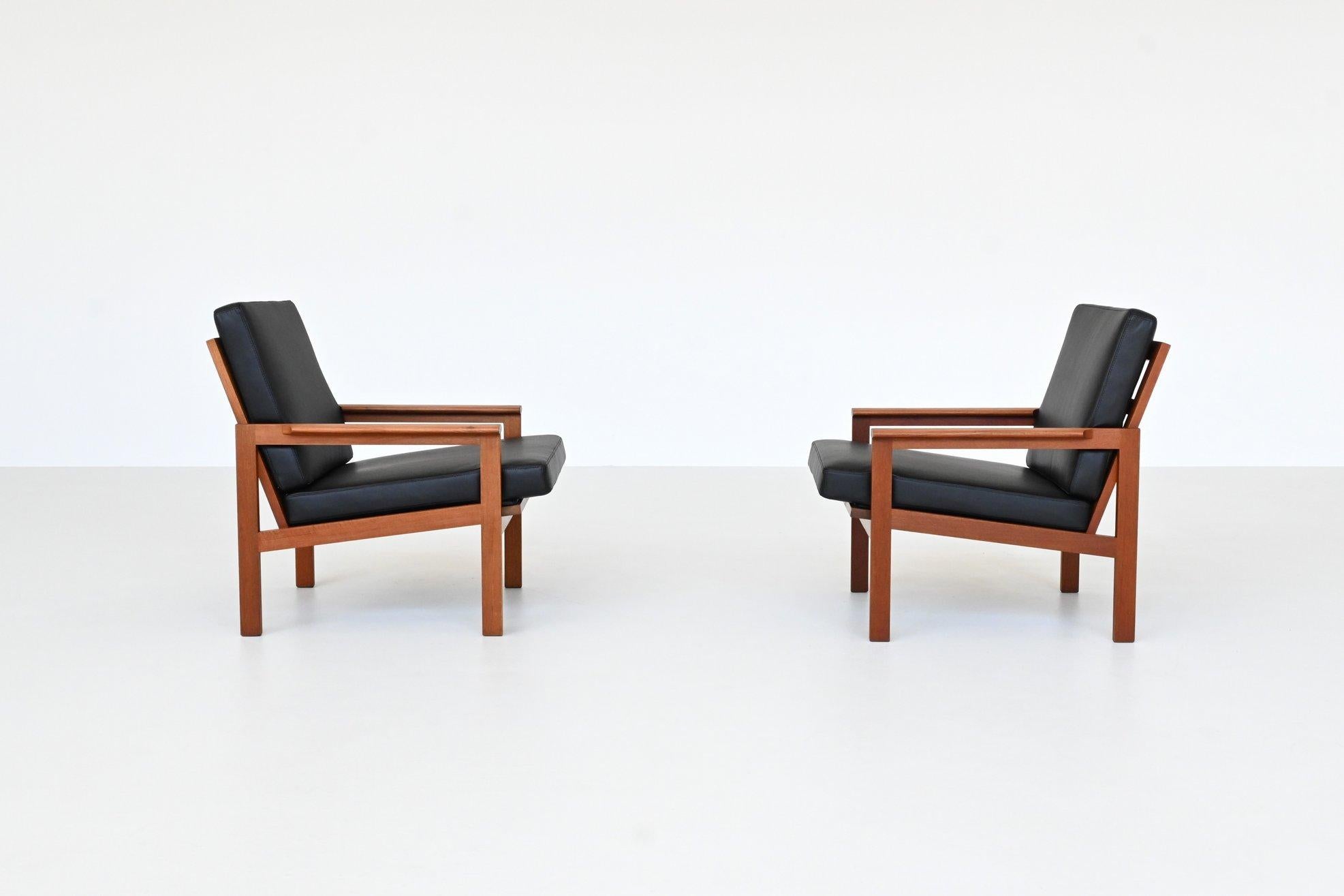 Sedie lounge Wikkelso Capella in teak Niels Eilersen Danimarca 1960 In condizioni buone in vendita a Etten-Leur, NL