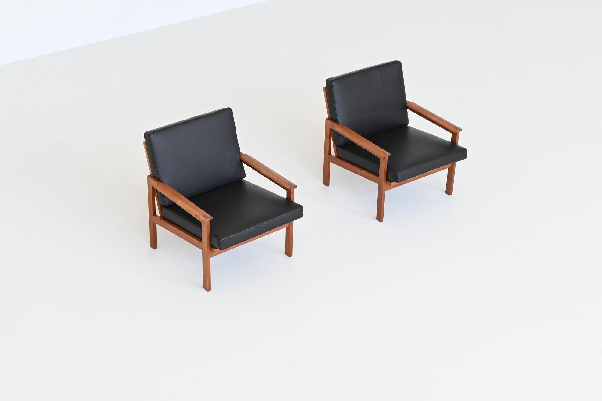 Sedie lounge Wikkelso Capella in teak Niels Eilersen Danimarca 1960 in vendita 2