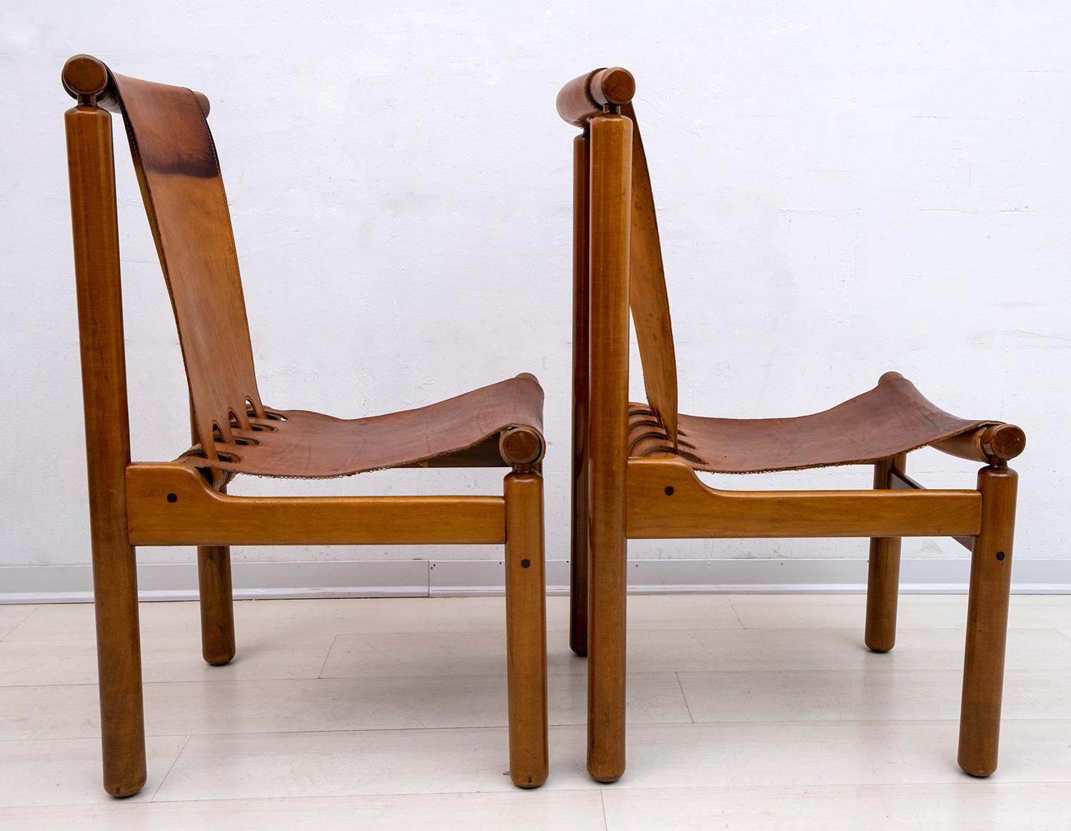 Llmari Tapiovaara Mid-Century Modern Italian Leather Dining Chairs 50s, Pair 3