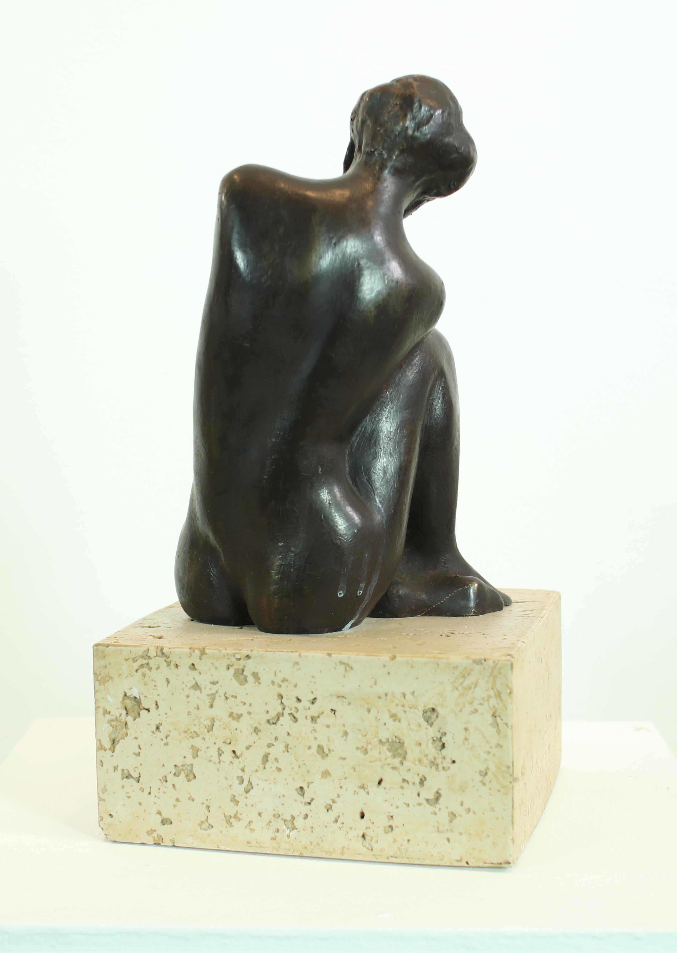 LLongueras   Crouched Woman  Bronze. sculpture - Sculpture by LLONGUERAS, LLUIS
