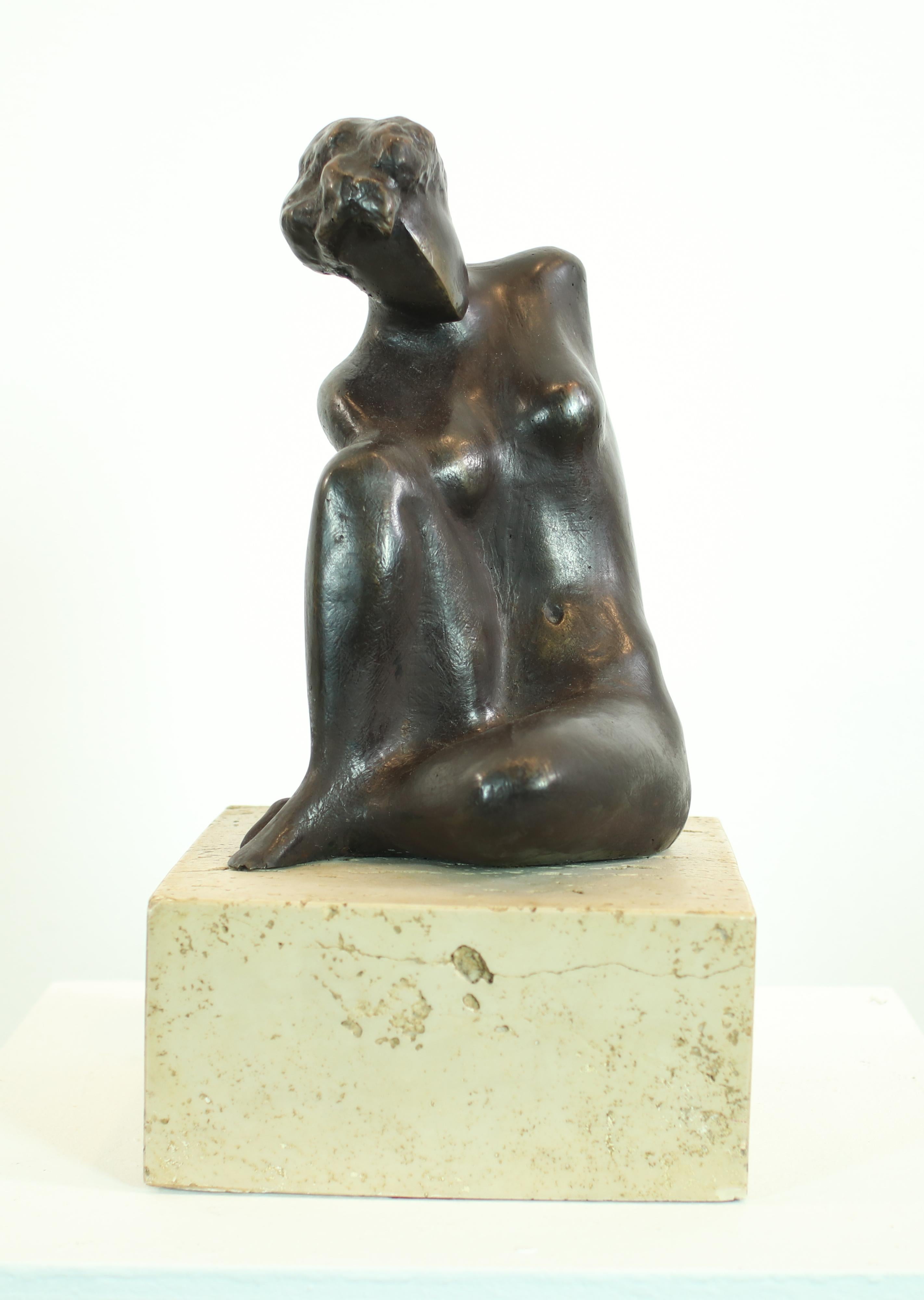 LLONGUERAS, LLUIS Figurative Sculpture - LLongueras  31 Crouched Woman  Bronze. sculpture
