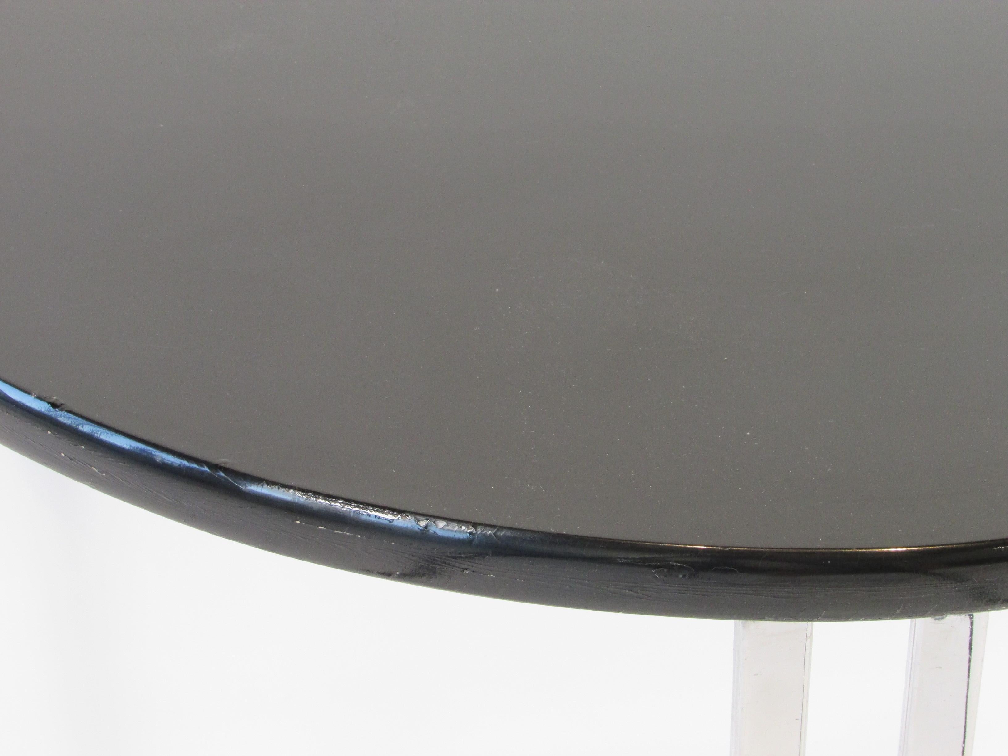 Lloyd Art Deco Machine Age Black Lacquer on Chrome Demi Lune End Table 4