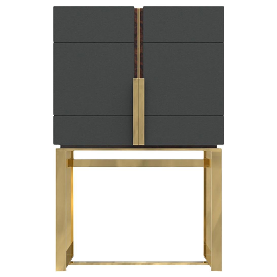 Lloyd Bar Cabinet in Brass and Wood For Sale