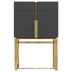 Lloyd Bar Cabinet in Brass and Wood