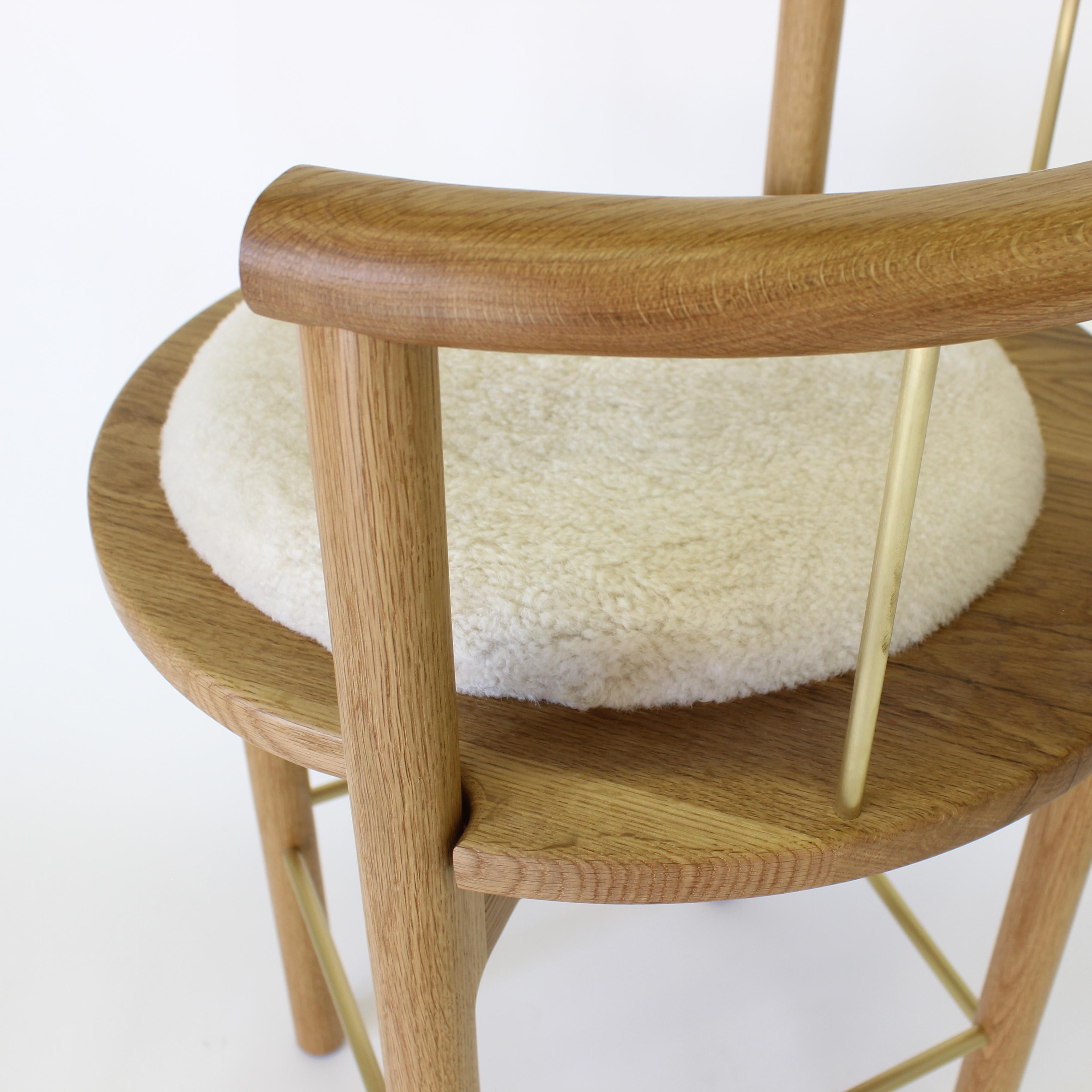 Oiled Lloyd Bar Stool with Leather or Shearling Cushion For Sale