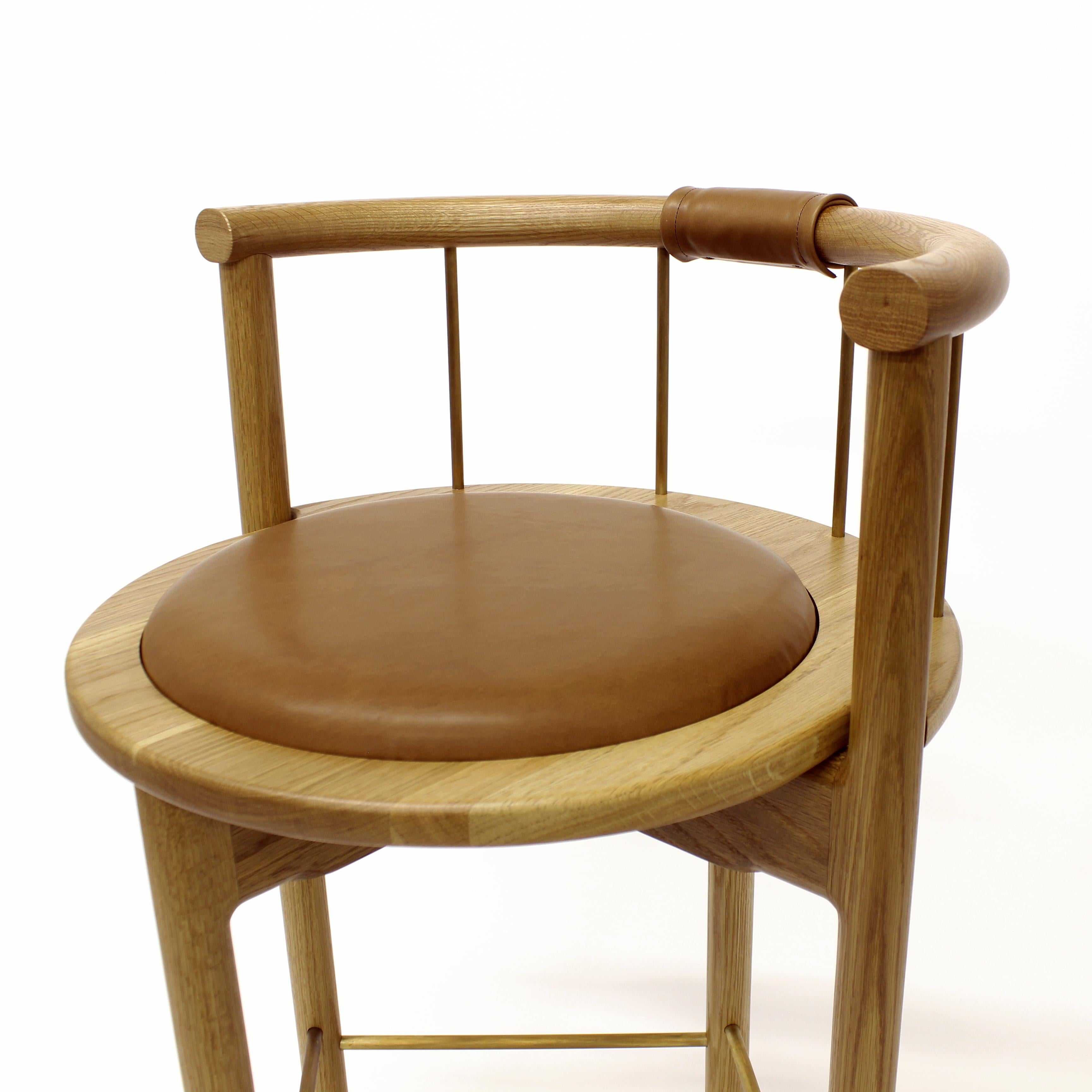 Contemporary Lloyd Bar Stool with Leather or Shearling Cushion For Sale