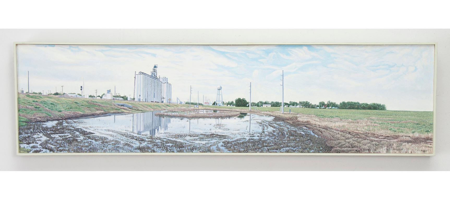 Large Puddle, Offerle, Kansas, US Highway 50 - Painting by Lloyd Brown