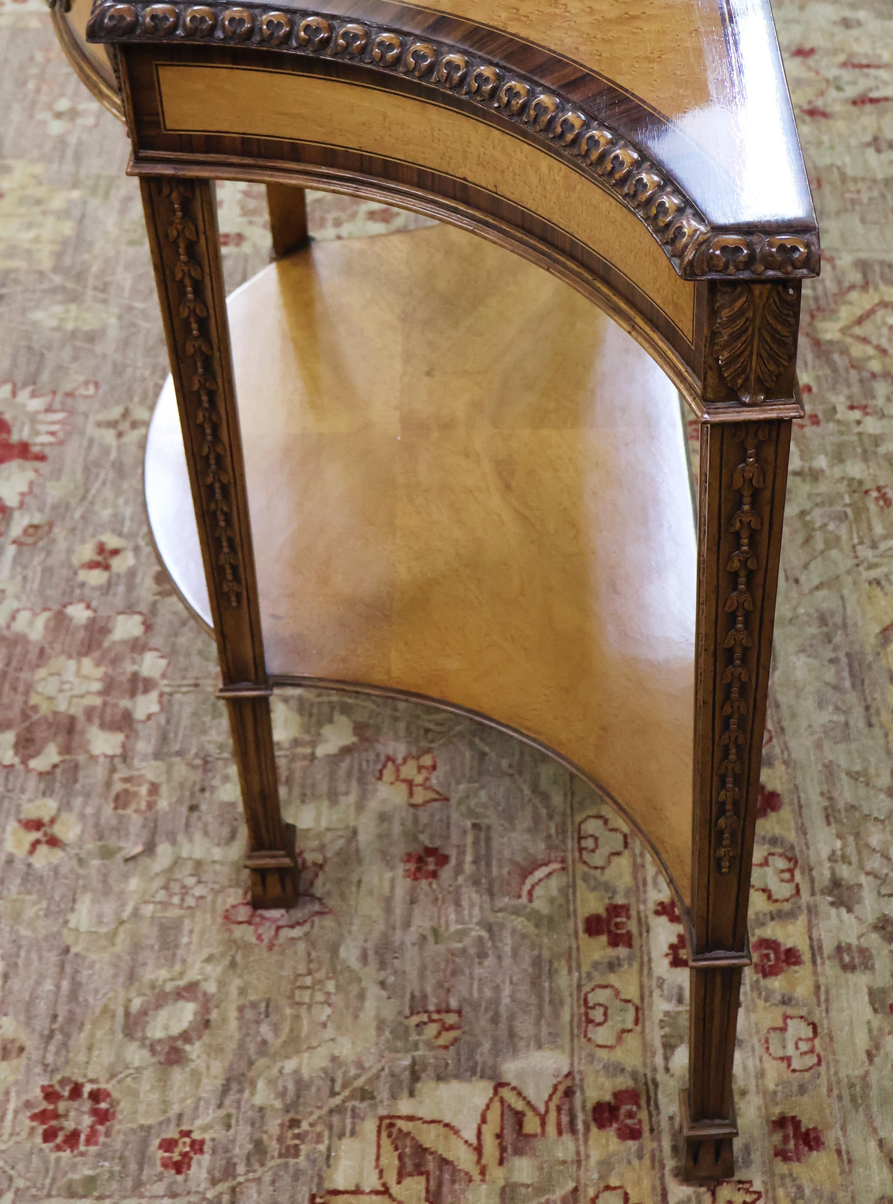 Lloyd Buxton Satinwood Mahogany Fan Inlaid English Regency Style Console Table For Sale 3
