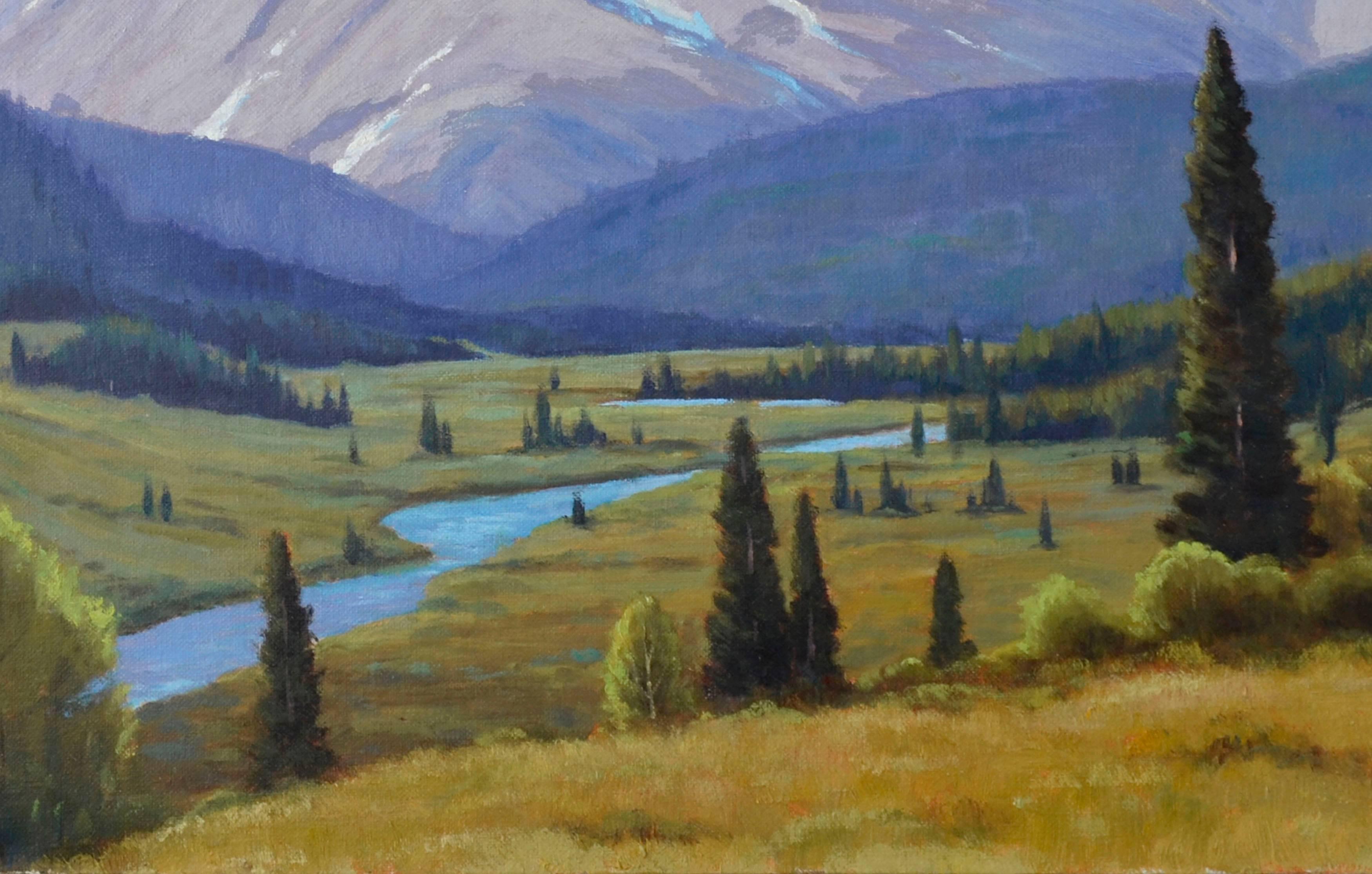 Cataract Creek, Alberta - Paesaggio della valle del fiume canadese - Painting Dopoguerra di Lloyd C. Laverick