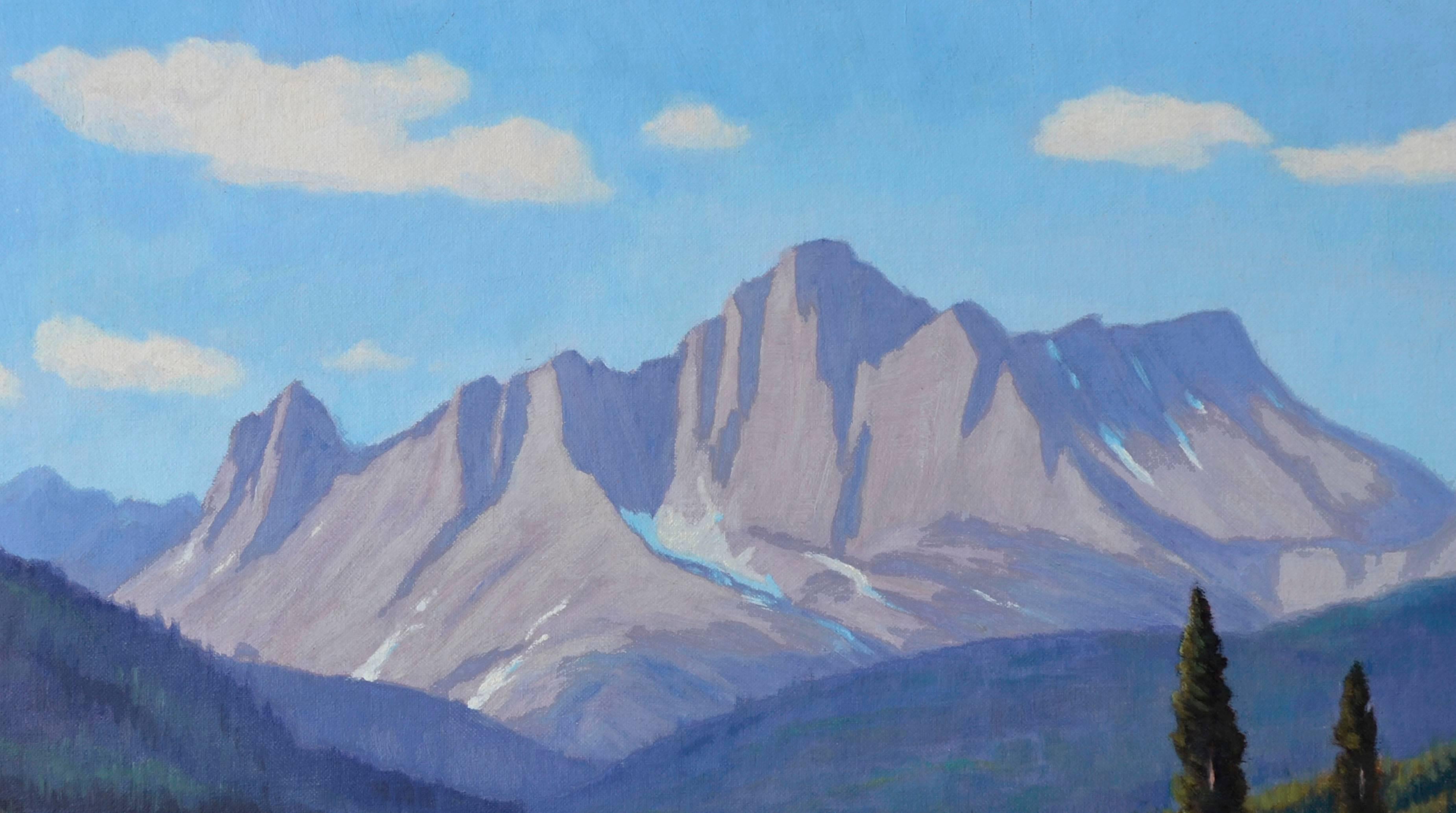 Cataract Creek, Alberta - Paesaggio della valle del fiume canadese - Landscape Painting Blu di Lloyd C. Laverick