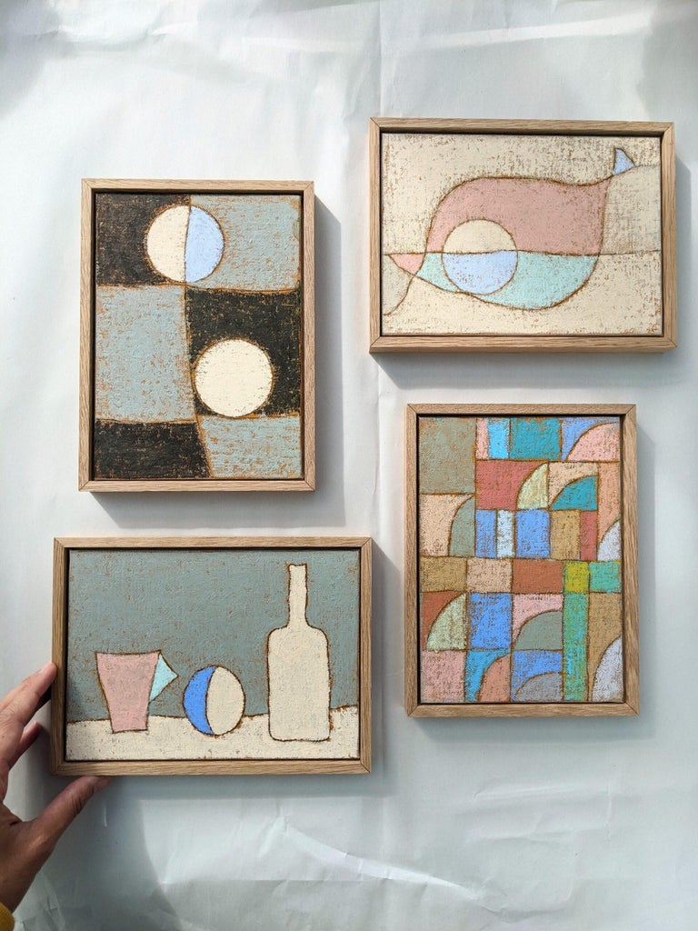 Lloyd Durling 2022 Contemporary Abstract Framed Oil Painting Set of 4 Oil Minis For Sale at