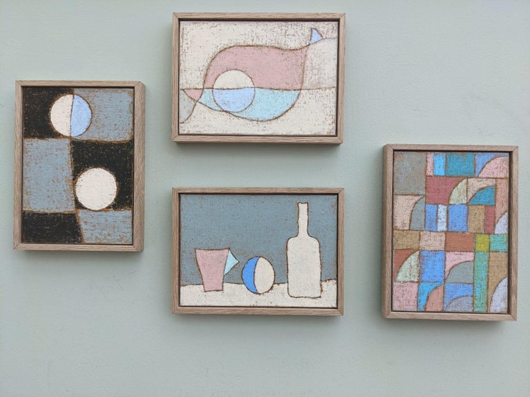 Lloyd Durling 2022 Contemporary Abstract Framed Oil Painting Set of 4 Oil Minis For Sale at