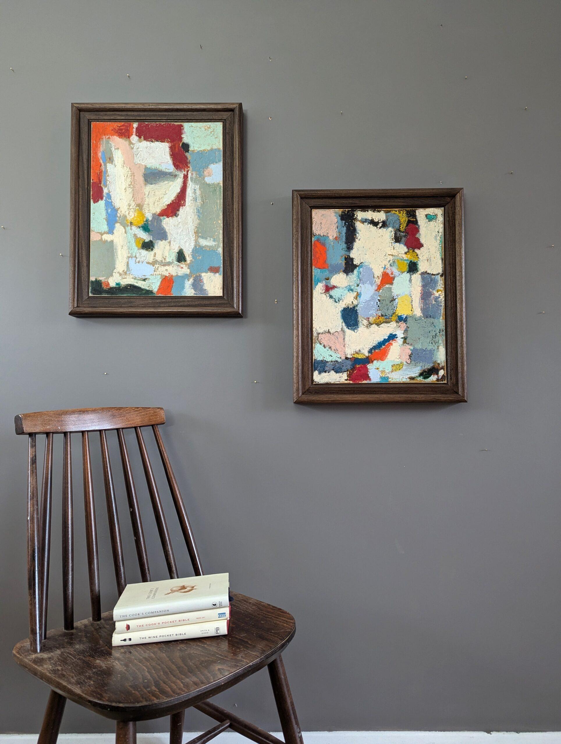 2024 Contemporary Modernist Original Abstract Oil Paintings - Pair of Oils For Sale 5